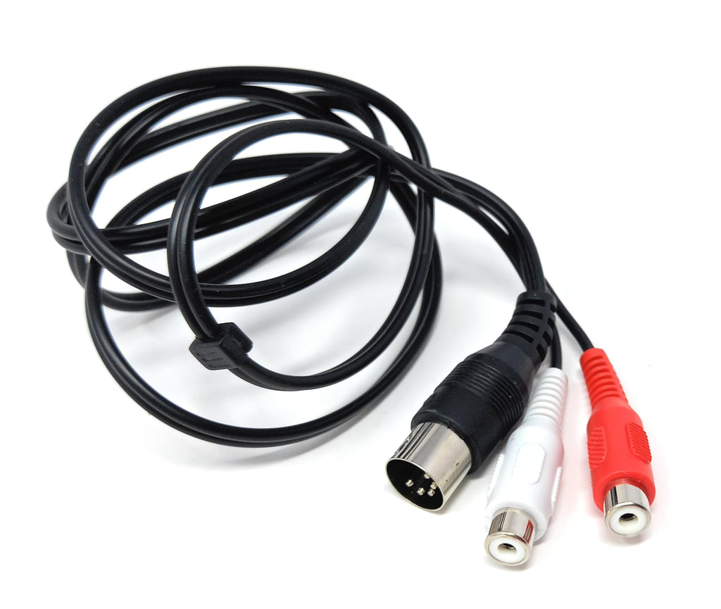 DRUT 1.2m 5 Pin DIN Male to 2 RCA Female Phono Sockets Screened Audio Video Cable Adapter 4ft