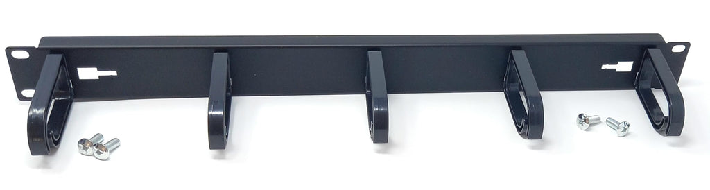 1U 19" Horizontal Cable Management Bar Cable Tidy, With 5 Removable Plastic Holders, For Rack Mount Use, Black