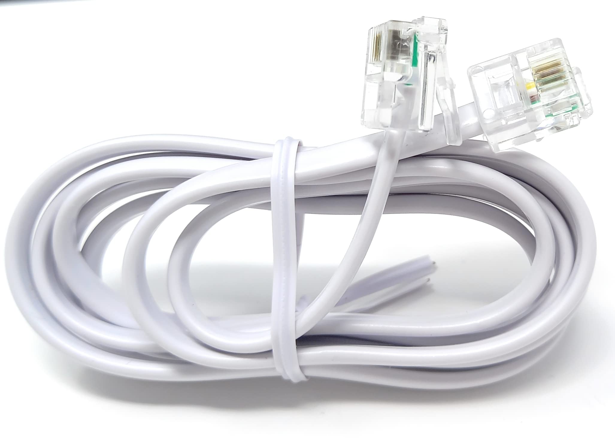 DRUT RJ11 to RJ11 Telephone Landline Cable ADSL (6P4C) Flat Lead High Speed BT Internet Broadband Male to Male Router, Modem, Phone Extension Wire