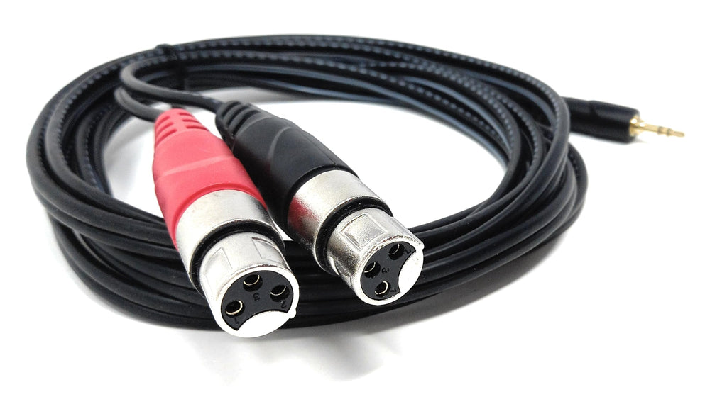 DRUT 3.5mm Stereo Jack to 2 x XLR Female Cable – Audio Splitter Lead for Microphones, Mixers, Speakers, DJ, Studio and Recording Equipment