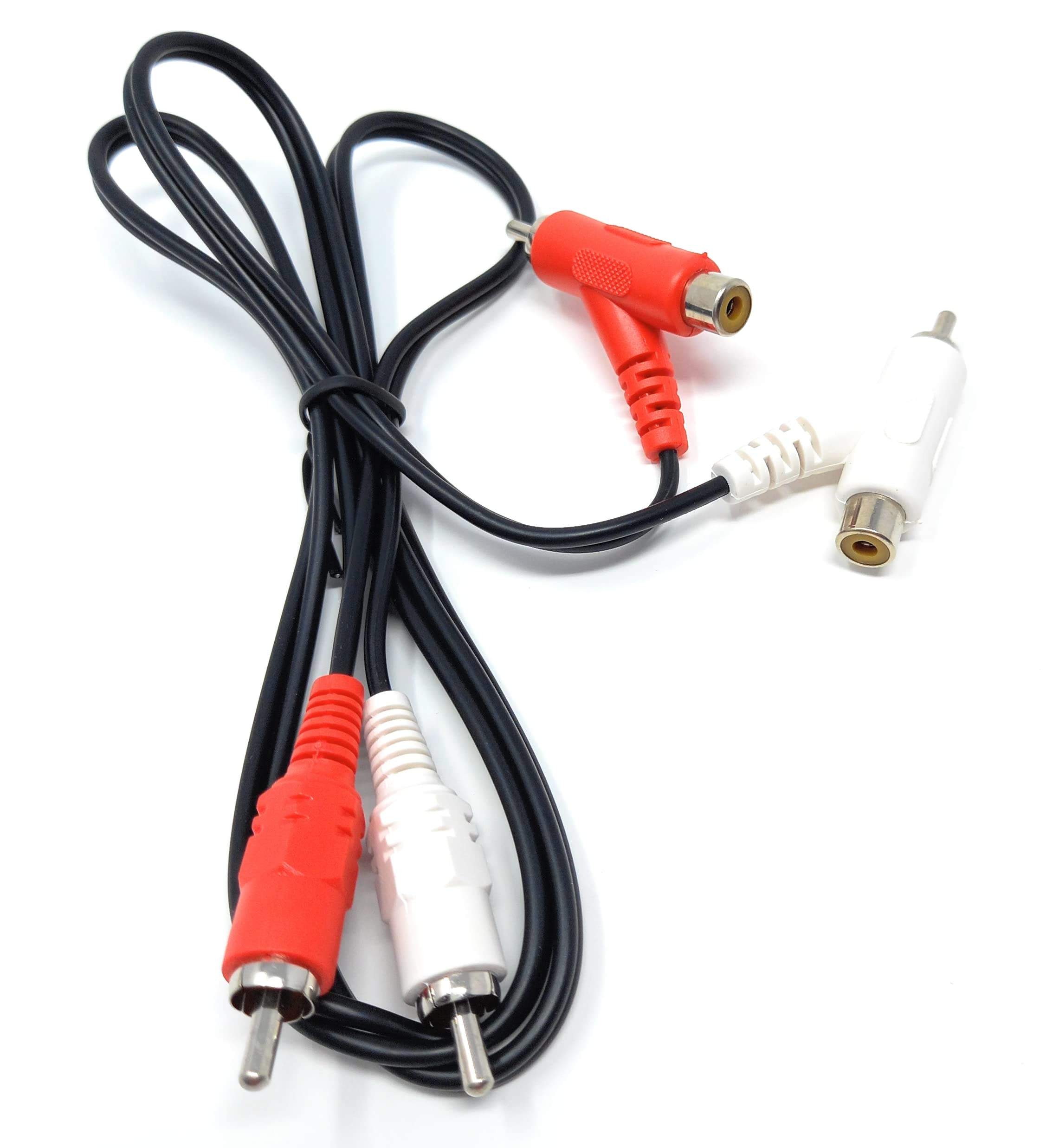 DRUT 2 Way Twin 2 x RCA Phono Plug to Plug, Stackable Y Splitter Lead On One End Two Female RCA Connectors Adapter Cable