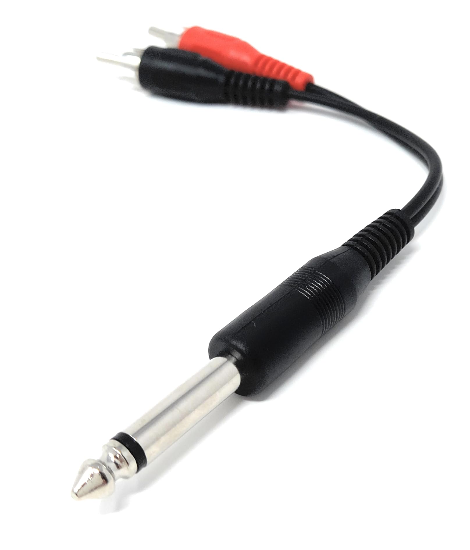 DRUT 6.35mm Mono TS Jack to 2 x RCA Phono Plug to Plug Lead, Audio Cable