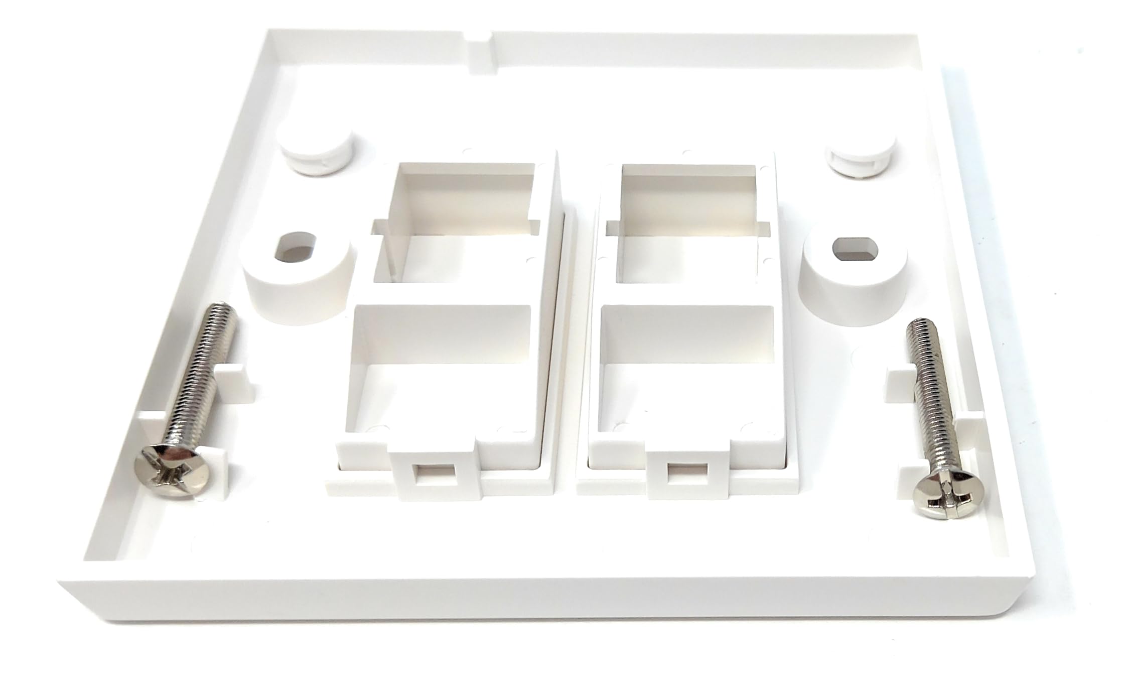 Single Gang 2-Port Modular Keystone Insert Empty Faceplate Compatible with Cat5e, Cat6, Cat7, Cat8, Cat9 Modules, for Home and Office, Screws Included