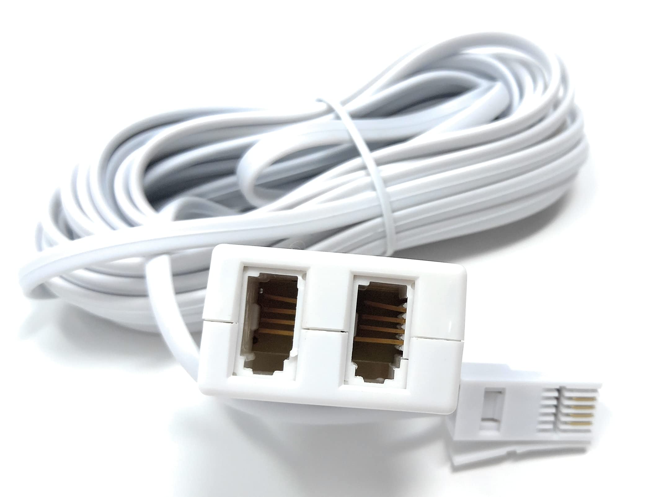 Twin BT Extension Lead, One Jack to Two Sockets, Double Telephone Splitter Cable