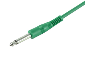 Green 6.35mm mono guitar cable jack plug