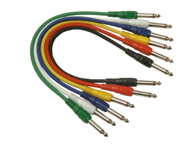 6.35mm Mono Jack to Jack Screened Patch Cables – 6 Colours (6 Pack, Various Lengths)