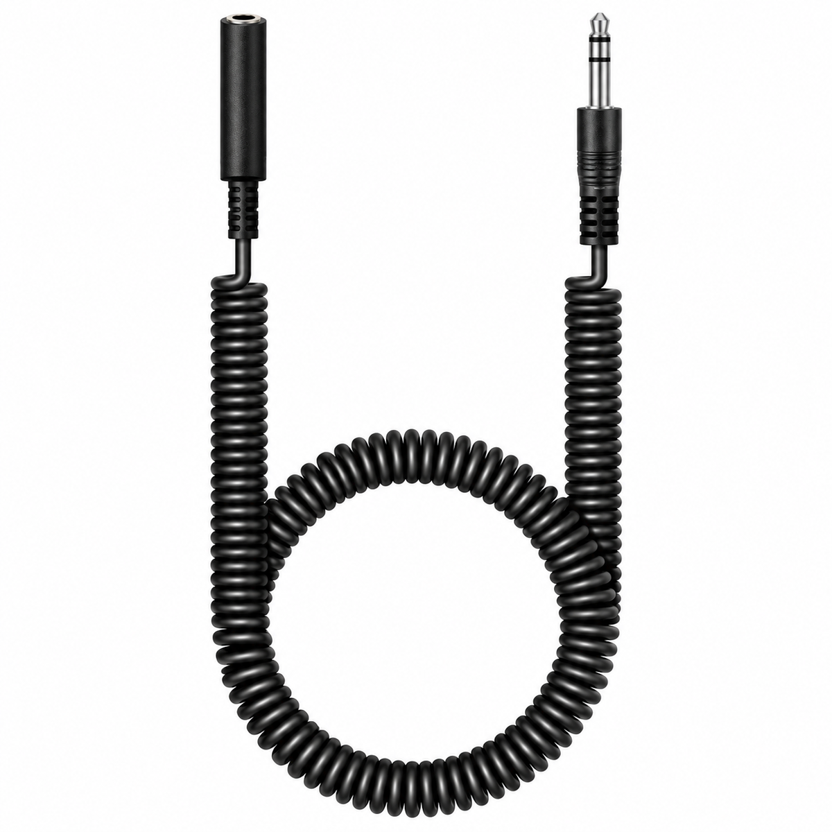 6.35mm stereo jack to socket coiled extension cable with circular coil