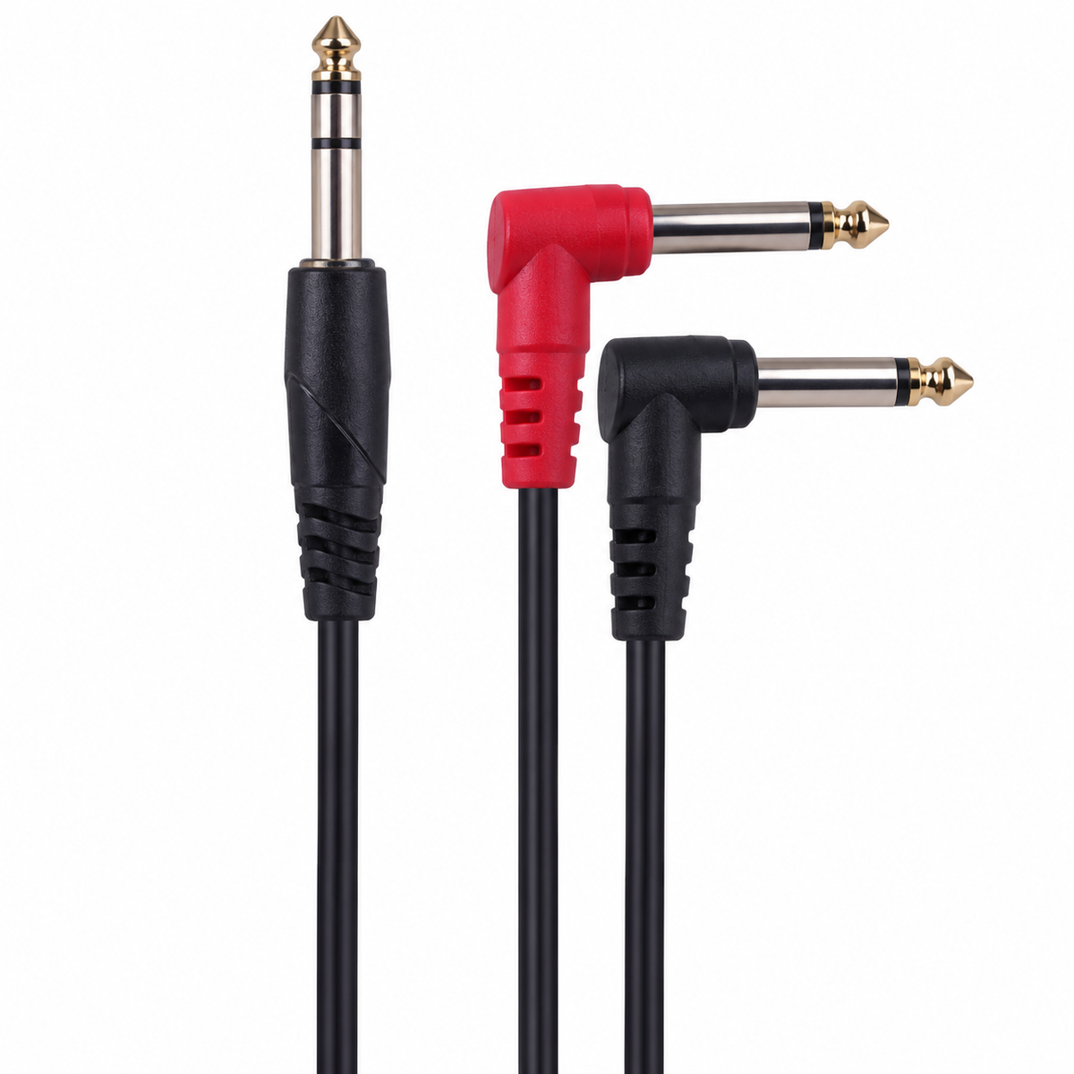 6.35mm 1/4 inch stereo jack to 2 x 90 degree right mono jacks cable