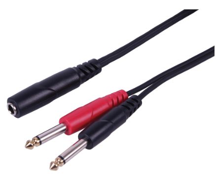 6.35mm stereo socket to 2 x 6.35mm mono jack plugs cable