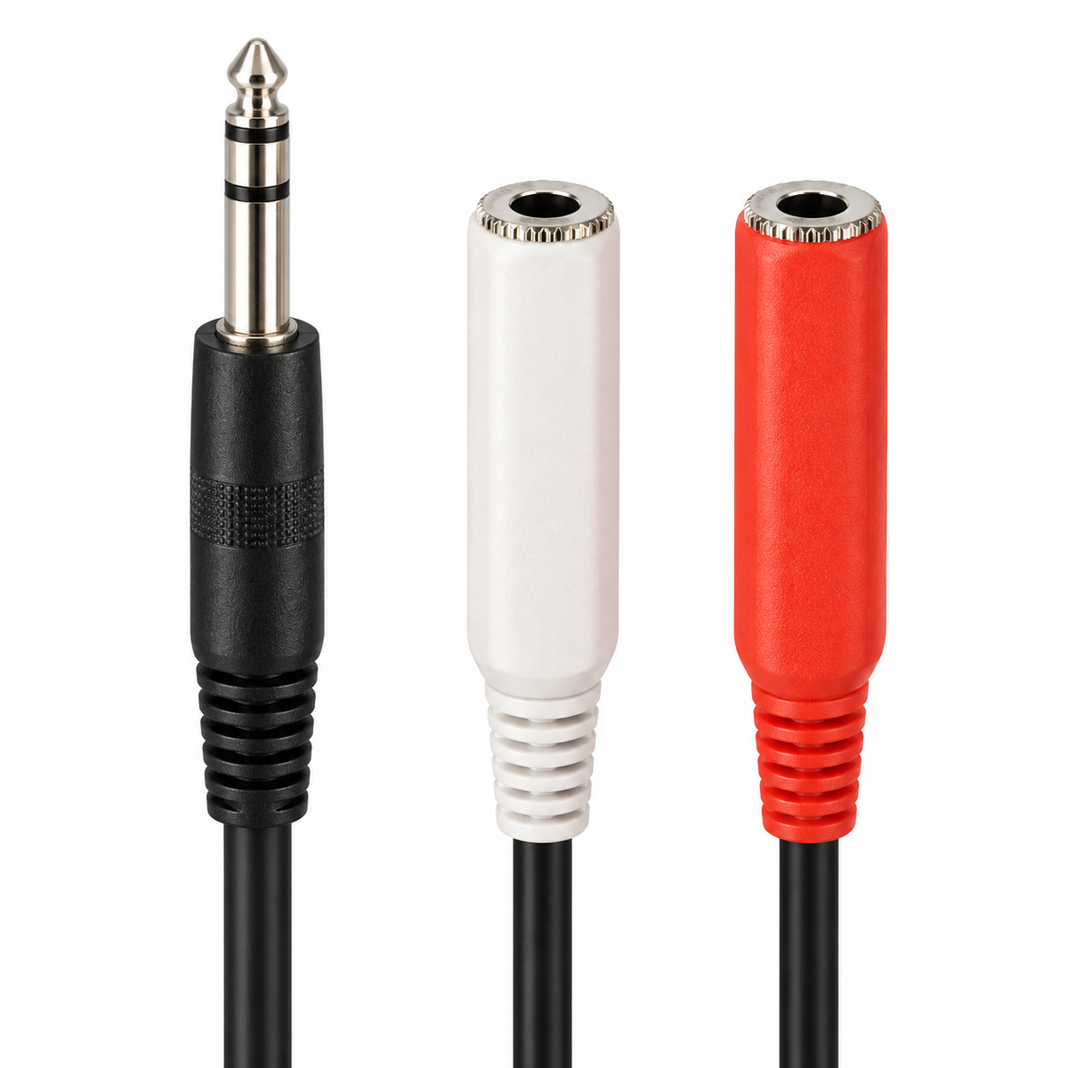 6.35mm stereo jack plug to two stereo sockets splitter cable