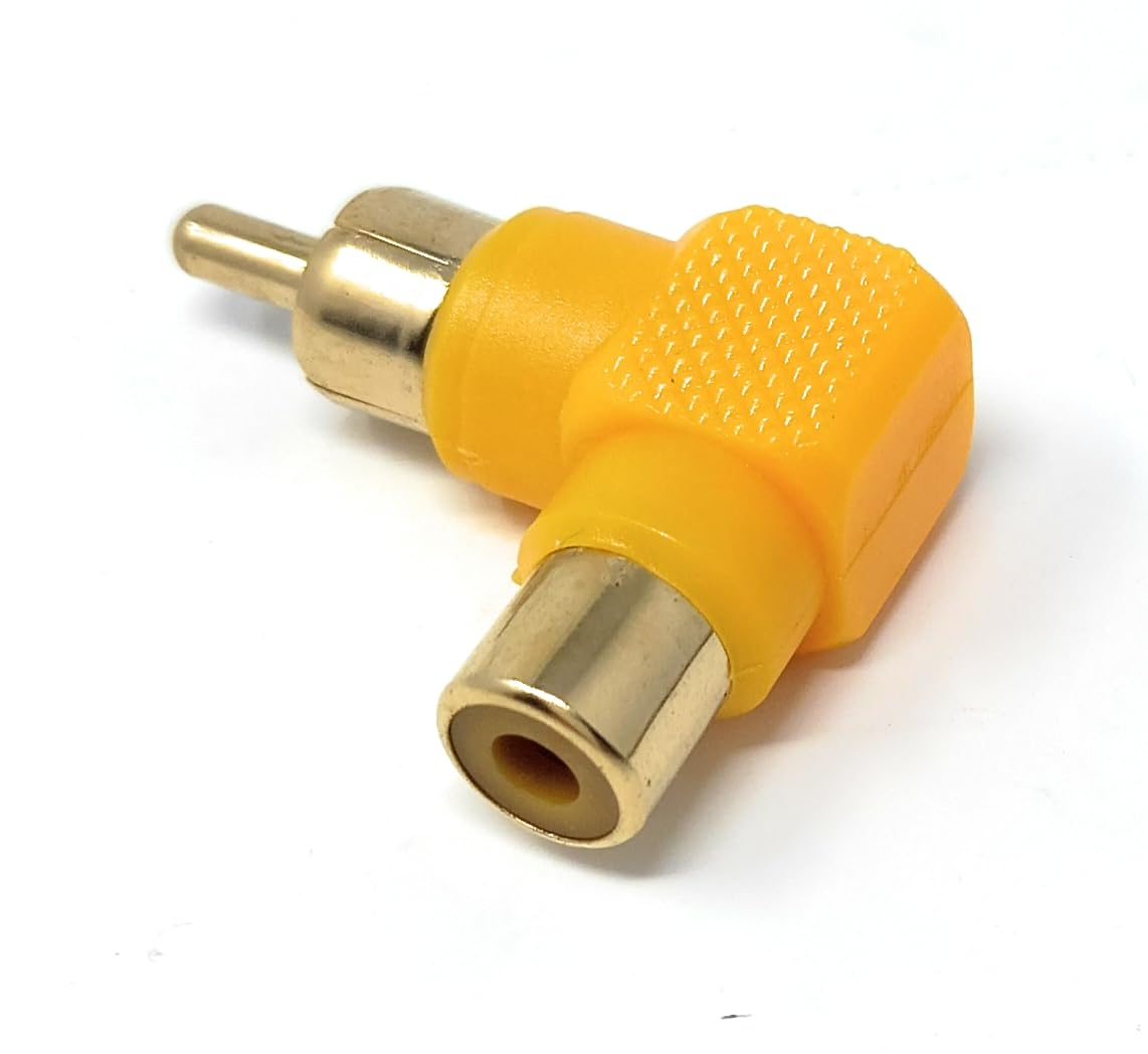 DRUT RCA Phono Right Angled Adapter Audio Plug to Socket Male to Female Gold Plated