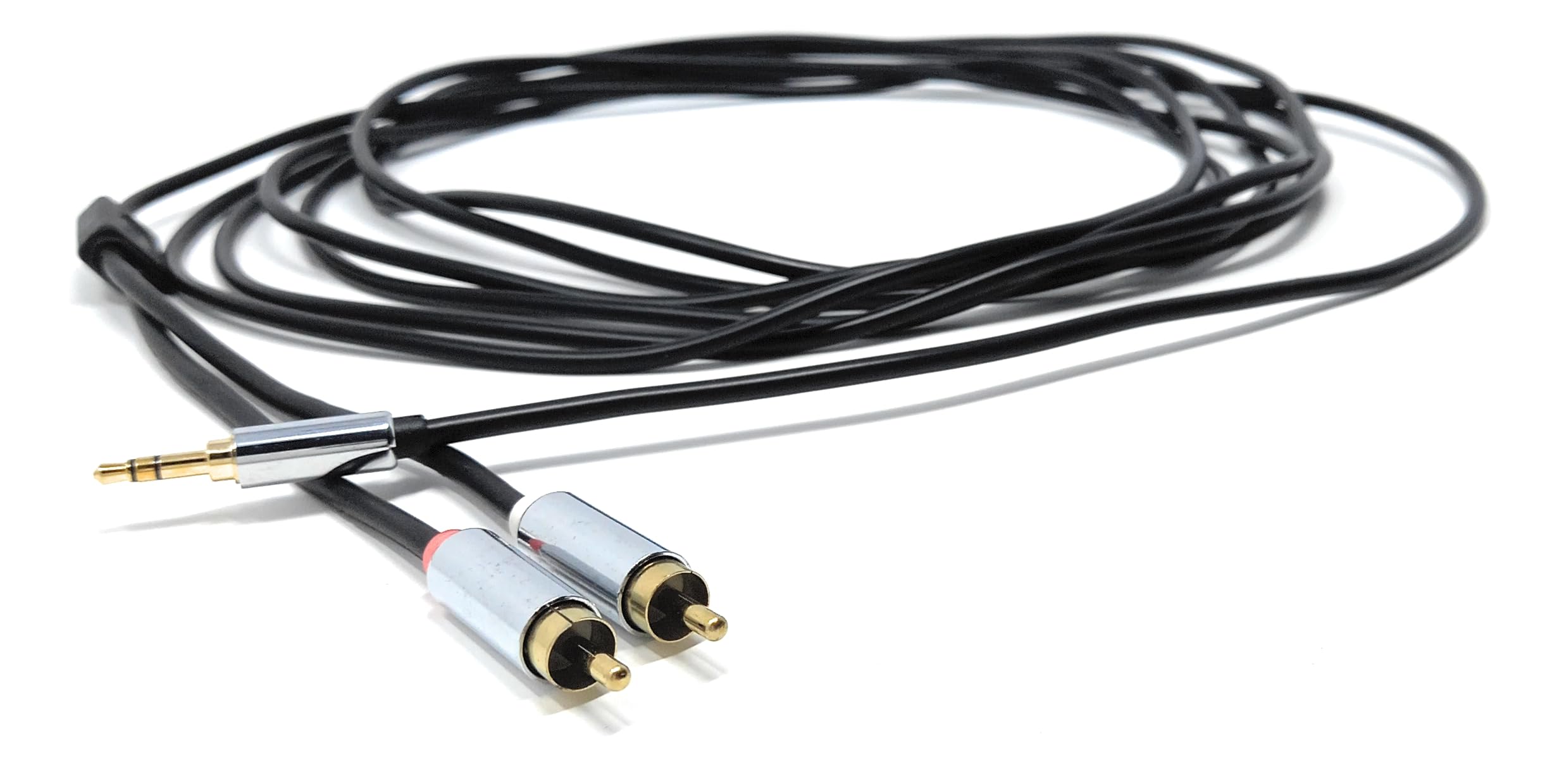 DRUT 3.5mm 1/8 Stereo Jack to 2 x RCA Phono Plugs, Auxiliary, Shielded Audio Cable, Gold Connectors