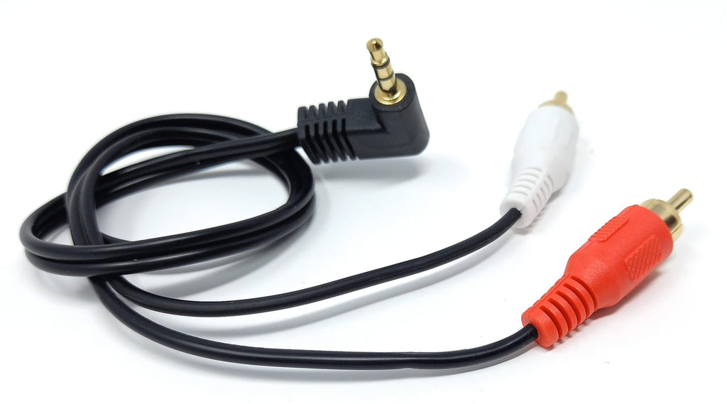 DRUT 3.5mm to RCA Jack Right Angled AUX Stereo Audio Cable Gold Plated Connectors