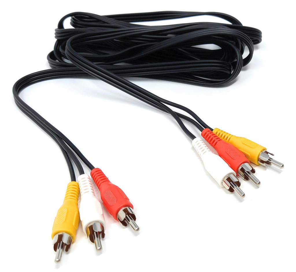 DRUT Triple 3 x RCA to RCA Phono Plugs to Plugs Composite, Audio Video Male to Male Cable Lead Nickel Contacts