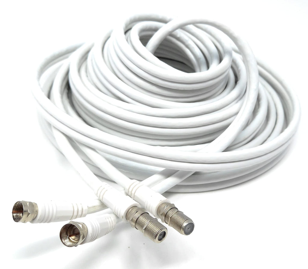 DRUT Twin Shotgun Satellite Moulded F-Type Plug to Socket RG6 Coaxial Extension Antenna Cable Lead With F-Type Couplers