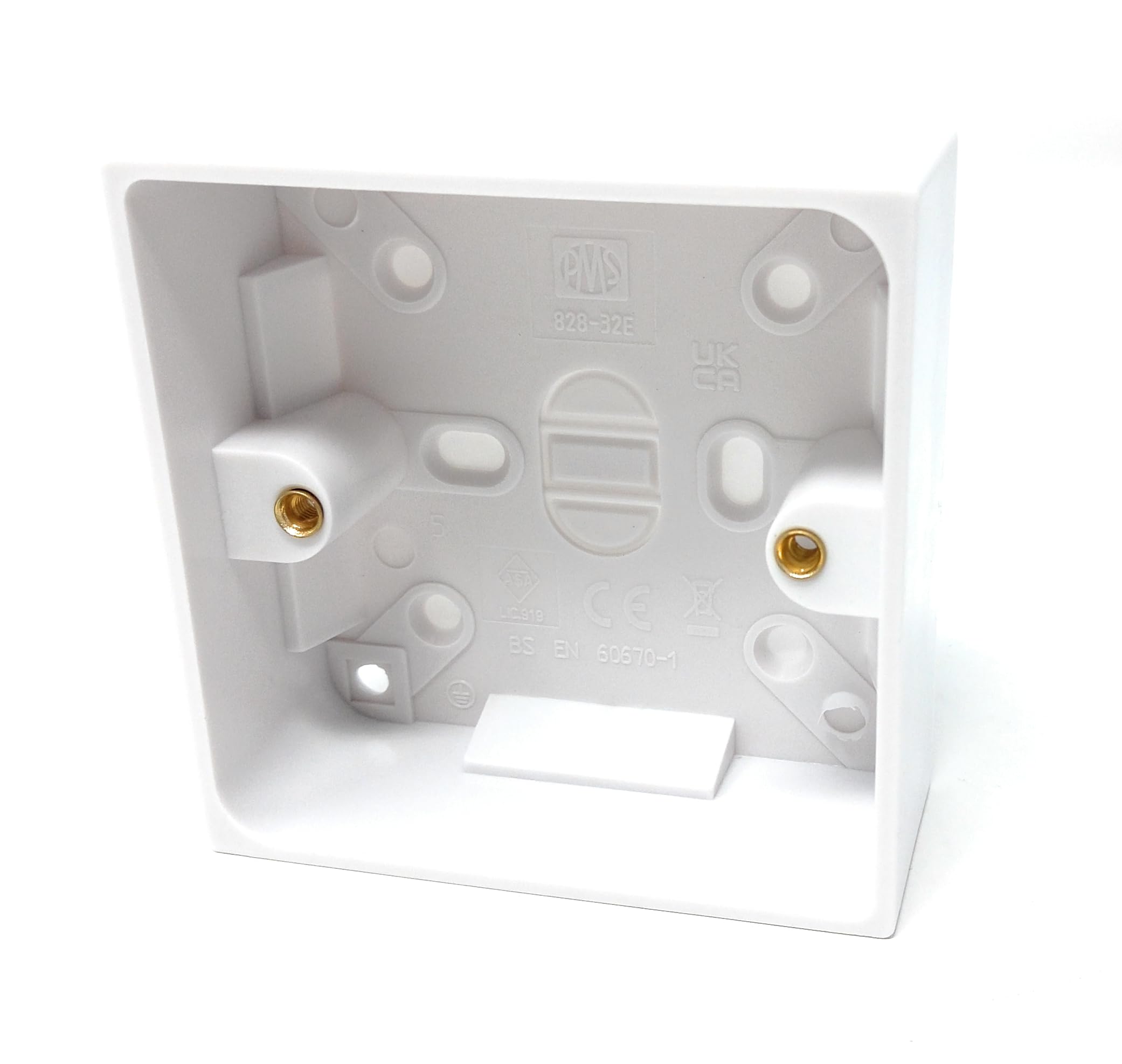 1-Gang Surface Mount Pattress Back Box – 32mm Depth, 85mm x 85mm, White – Ideal for Electrical Socket & Switch Installations