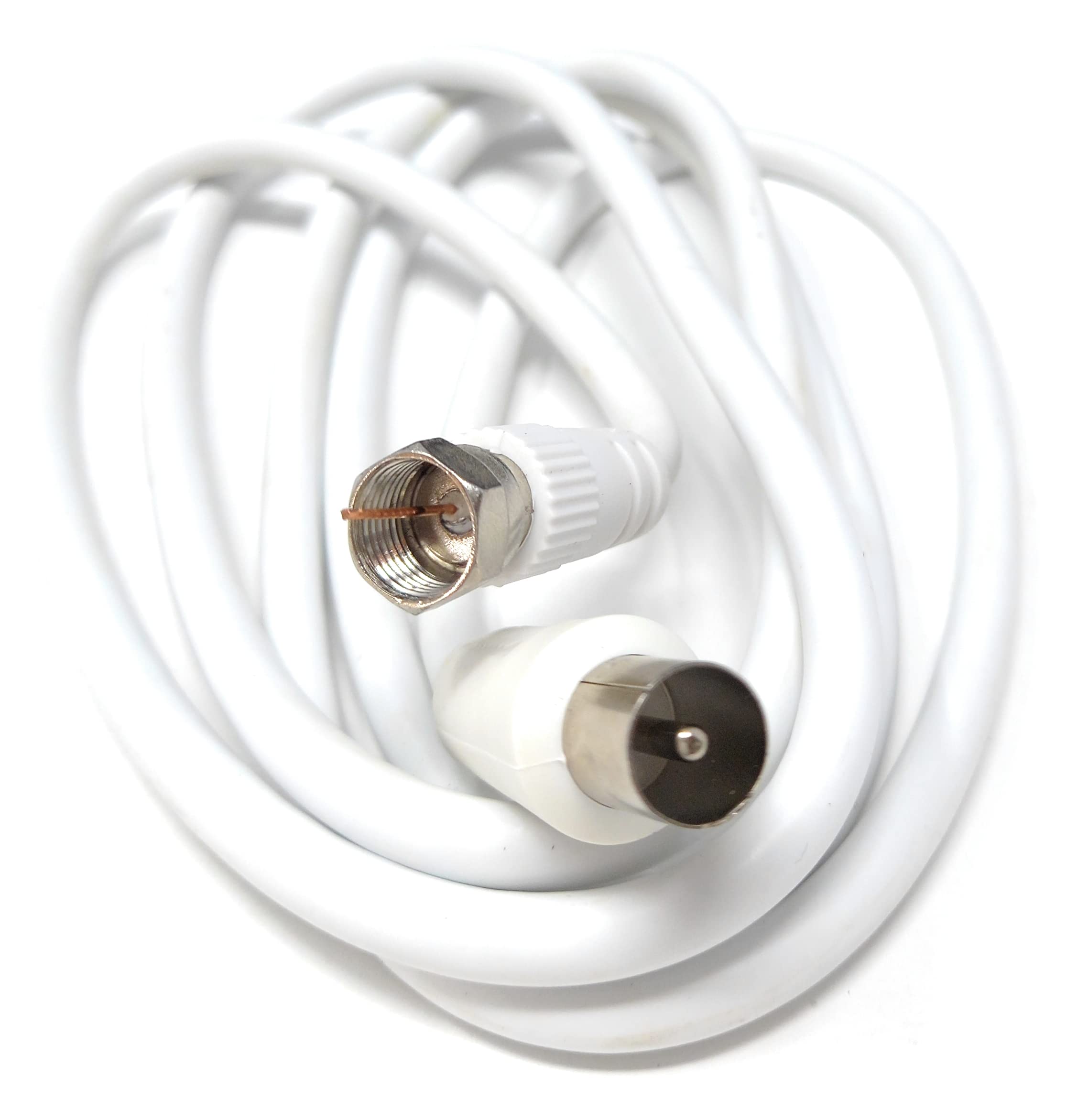 DRUT RF TV Aerial Male to F Type Connector Male Plug Coaxial Coax Cable, Lead, 75 Ohm, 3C-2V