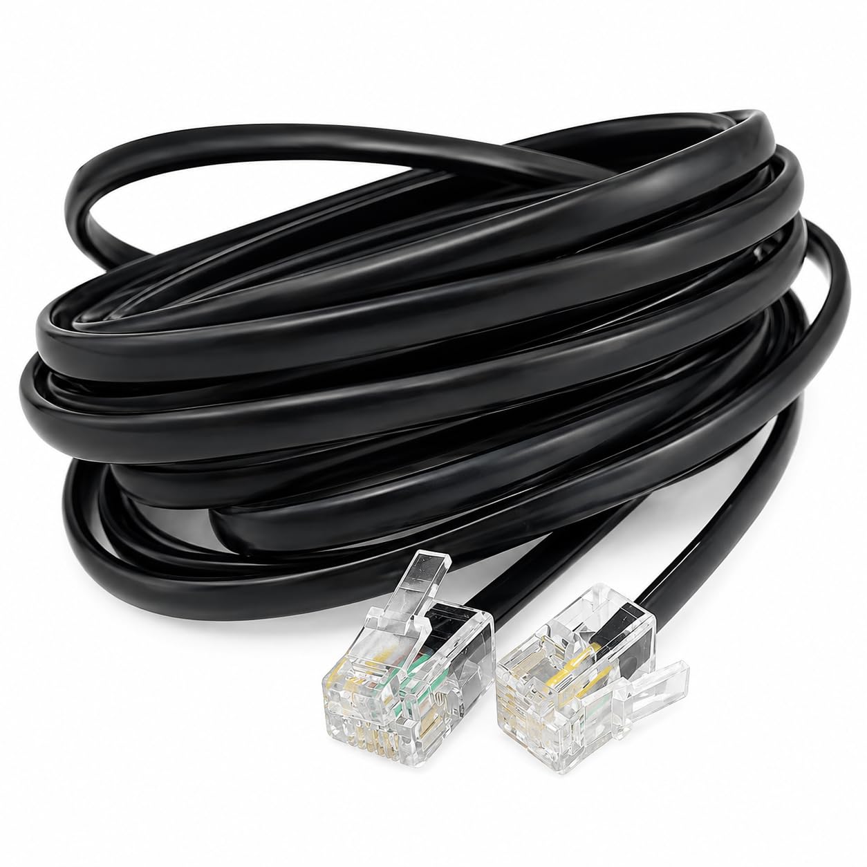 DRUT RJ11 to RJ11 Telephone Landline Cable ADSL (6P4C) Flat Lead High Speed BT Internet Broadband Male to Male Router, Modem, Phone Extension Wire