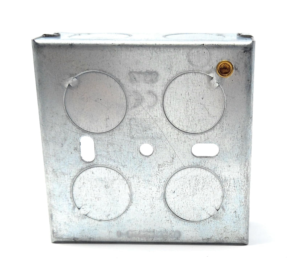 1 Gang Metal Surface Mount Back Box Pattress Box (25mm Deep) Fitted With Earth Terminals