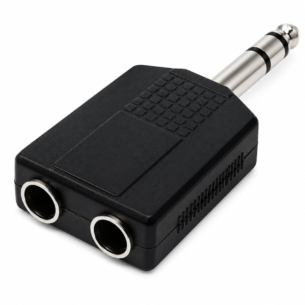 DRUT 6.35mm 1/4 inch Stereo Jack Splitter Cable Adapter Lead 1 x Plug to 2 x Sockets, Male to Female