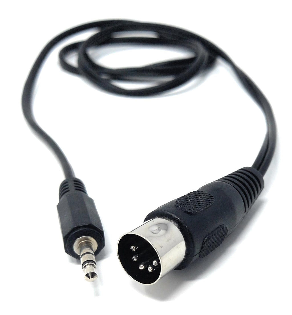 DRUT 3.5mm Stereo Jack Plug to 5 Pin Midi Din Male AUX Audio Cable, Midi Pins 2, 3, 5 are Connected