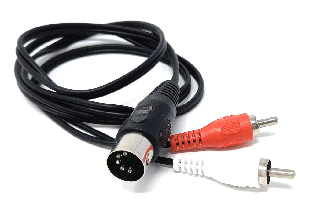 DRUT 5 Pin Midi Male Din Plug to 2 x RCA Phono Male Plugs Audio Cable (wired 3+5) to 2 x RCA plugs