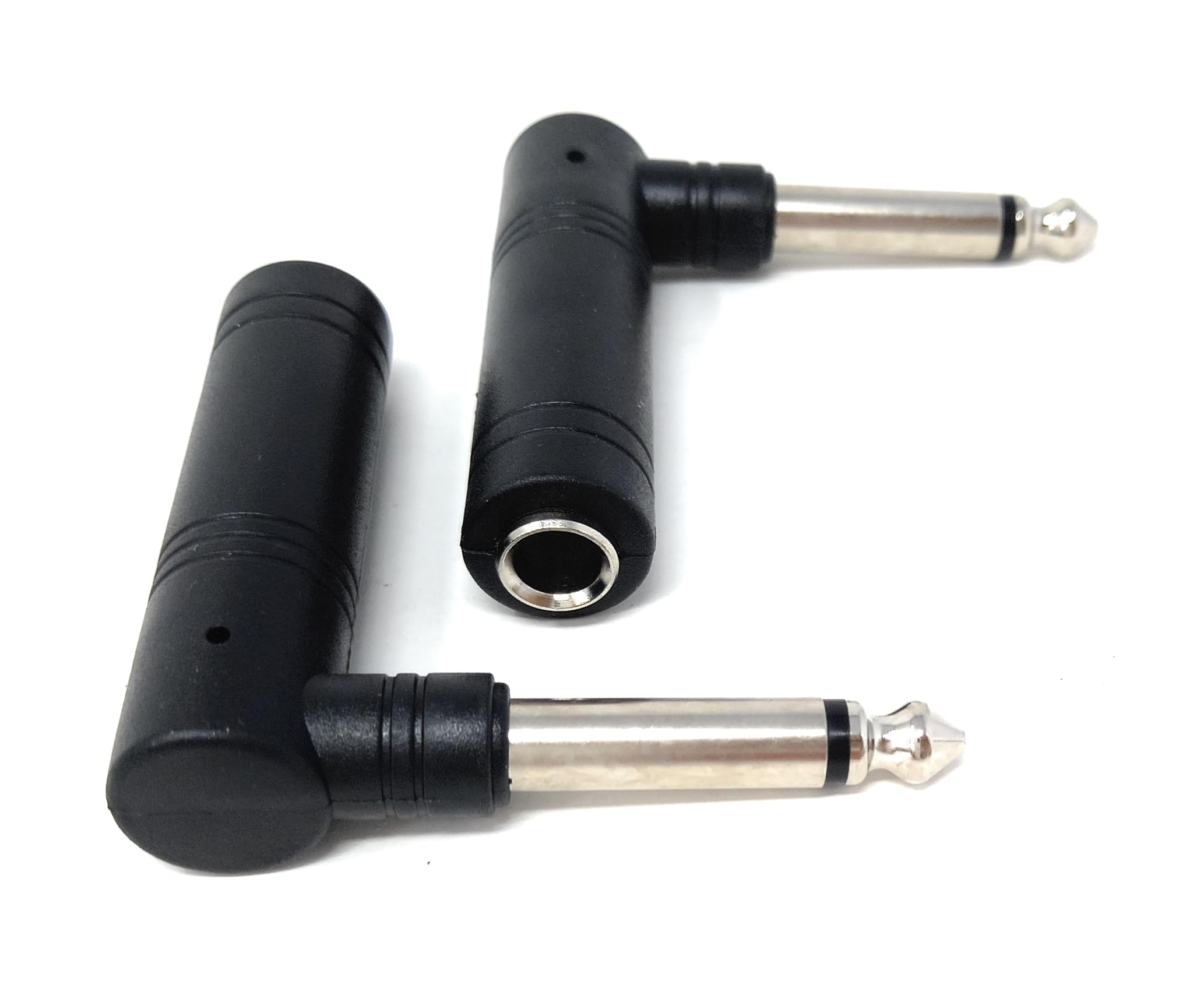 DRUT 1/4 Inch (6.35mm) Right Angle Mono TS Male to 1/4 Inch Mono Female Audio Adapter – L-Shaped Connector for Guitar, Mixer, Amplifier, and Speaker