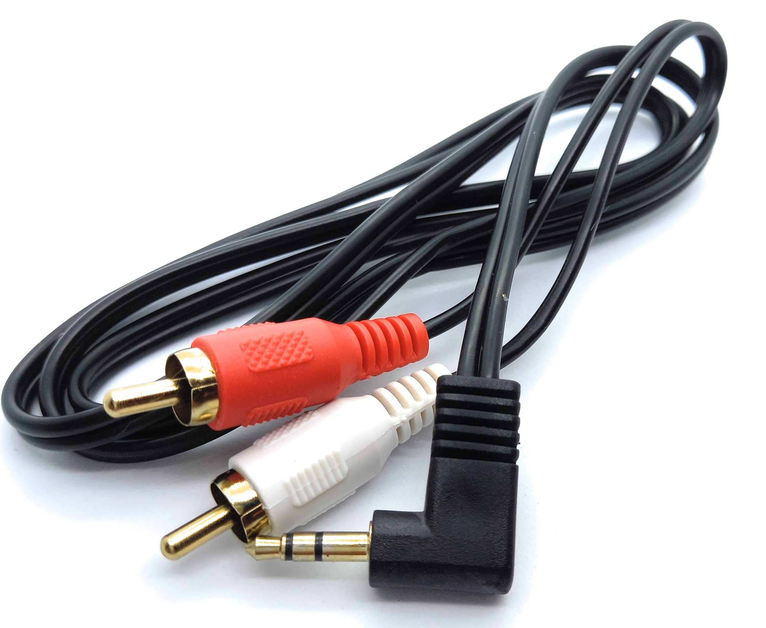 DRUT 3.5mm to RCA Jack Right Angled AUX Stereo Audio Cable Gold Plated Connectors