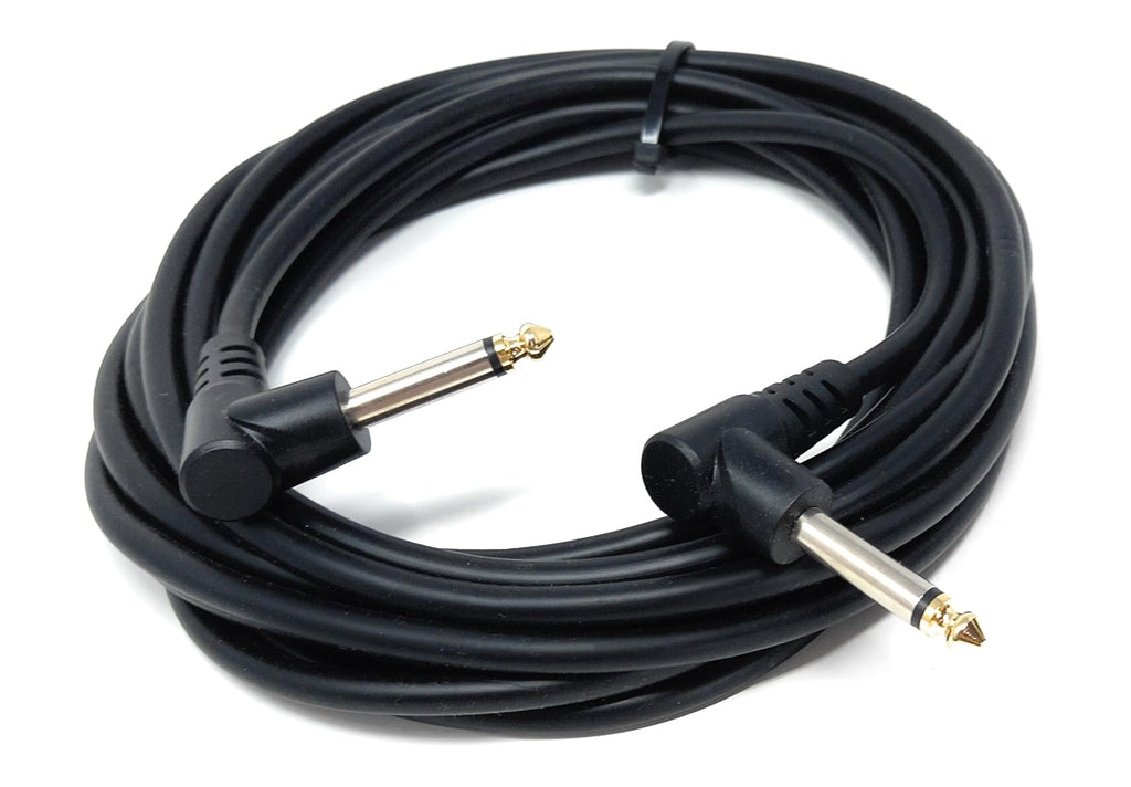 6.35mm Right Angle TS Instrument Cable - 90 Degree 1/4 Inch Mono Guitar Patch Cable for Amps, Mixers, and Pedals
