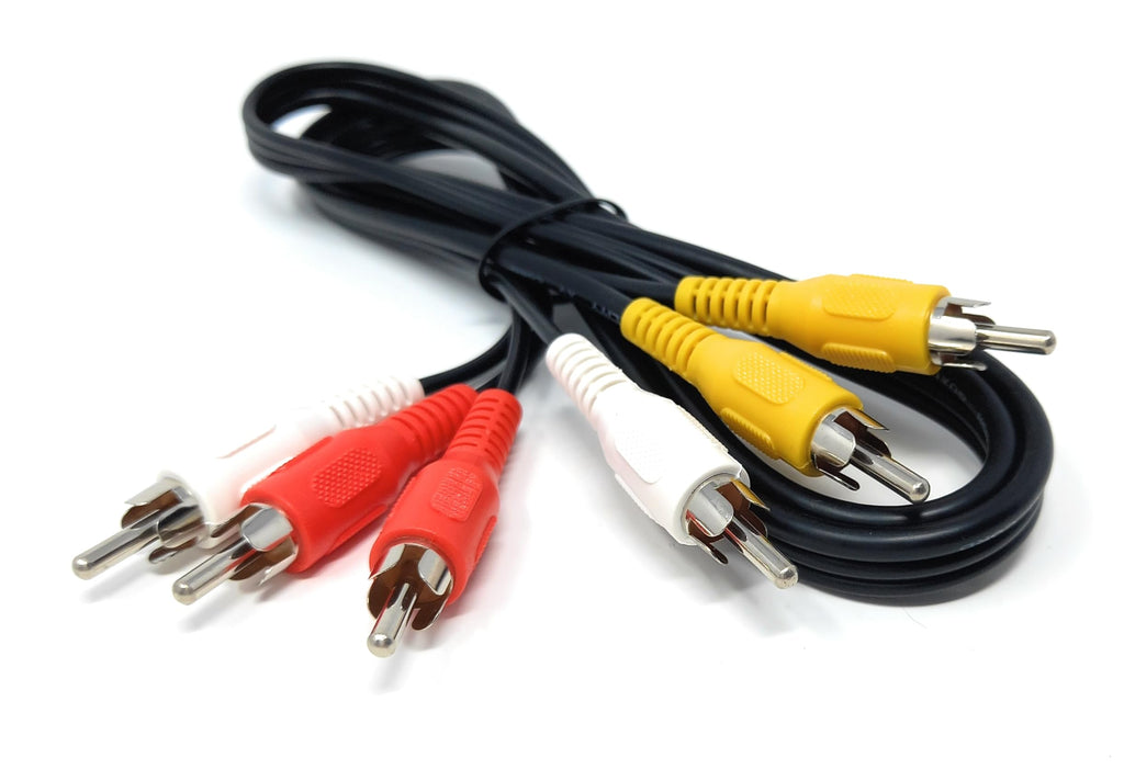 DRUT Triple 3 x RCA to RCA Phono Plugs to Plugs Composite, Audio Video Male to Male Cable Lead Nickel Contacts