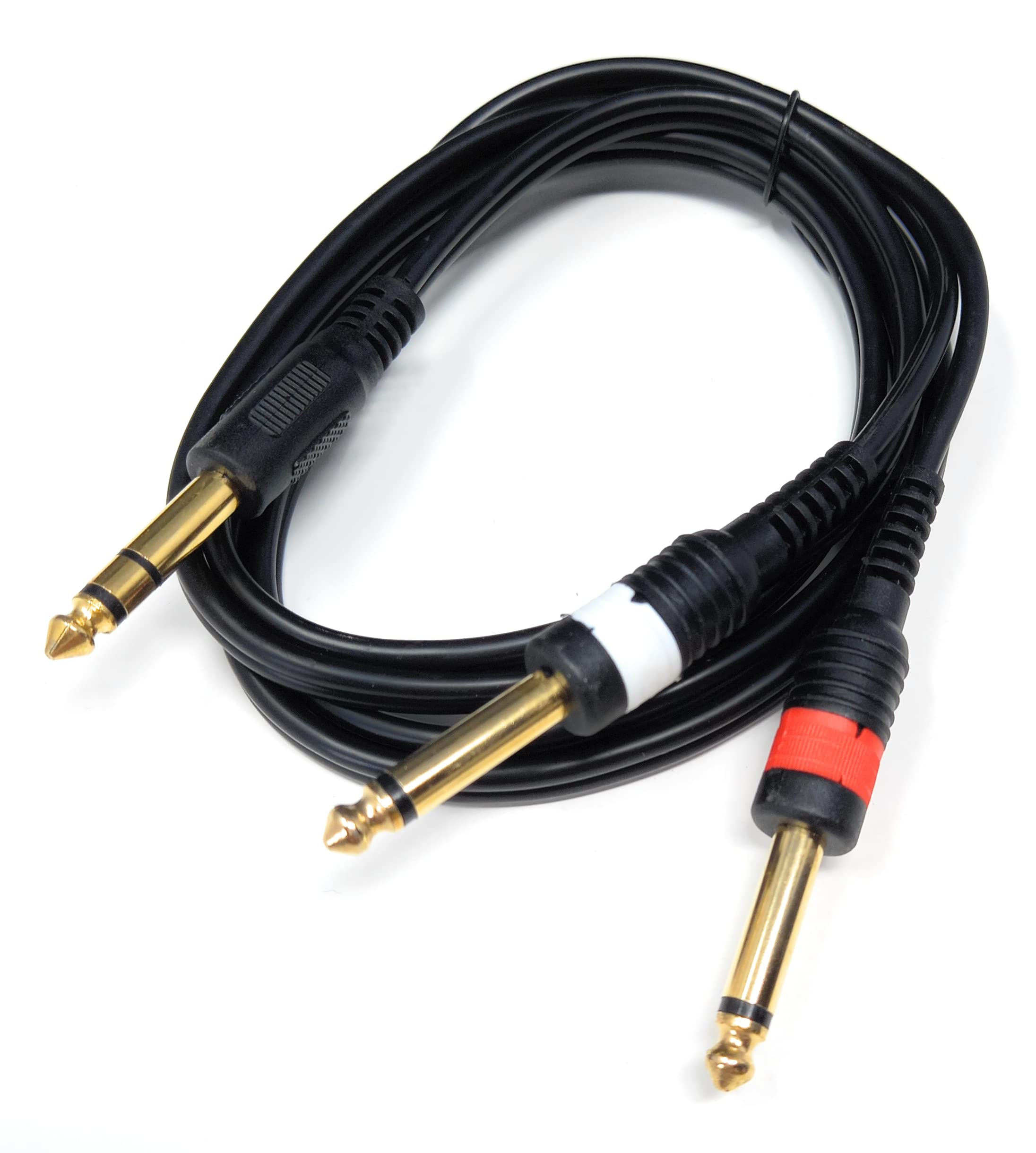 DRUT 6.35mm Stereo Jack to Twin 6.35mm Mono Jacks Male to Male TRS Cable