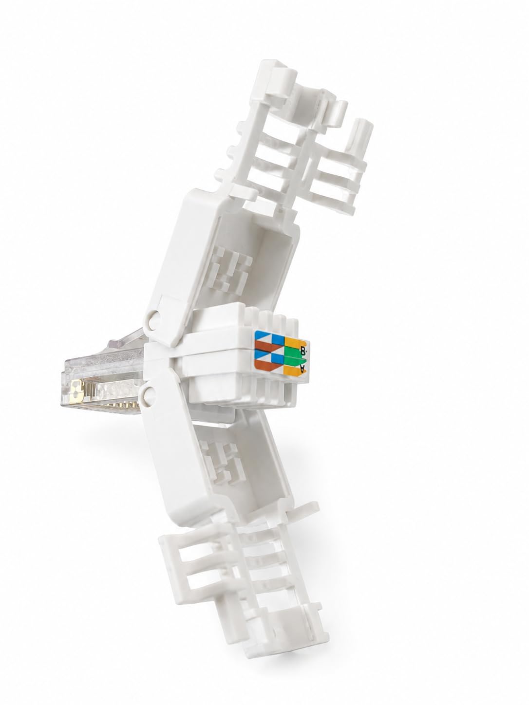 DRUT IDC Punch Down to RJ45 Plug Connector for CAT6 Solid Network Ethernet Cable, Toolless Termination, for Custom Patch and Networking Installations