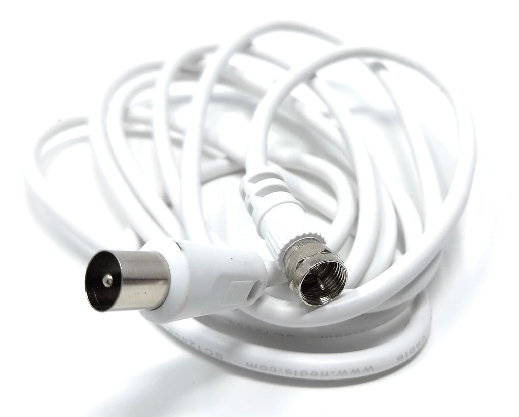 DRUT RF TV Aerial Male to F Type Connector Male Plug Coaxial Coax Cable, Lead, 75 Ohm, 3C-2V