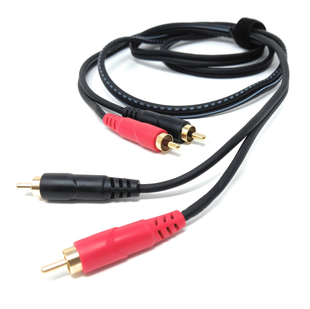 DRUT 2 x RCA Audio Cable – Stereo Male to Male Lead with Gold-Plated Plugs for Amplifier, Active Speakers, Subwoofer, Turntable, HiFi & Home Audio Systems
