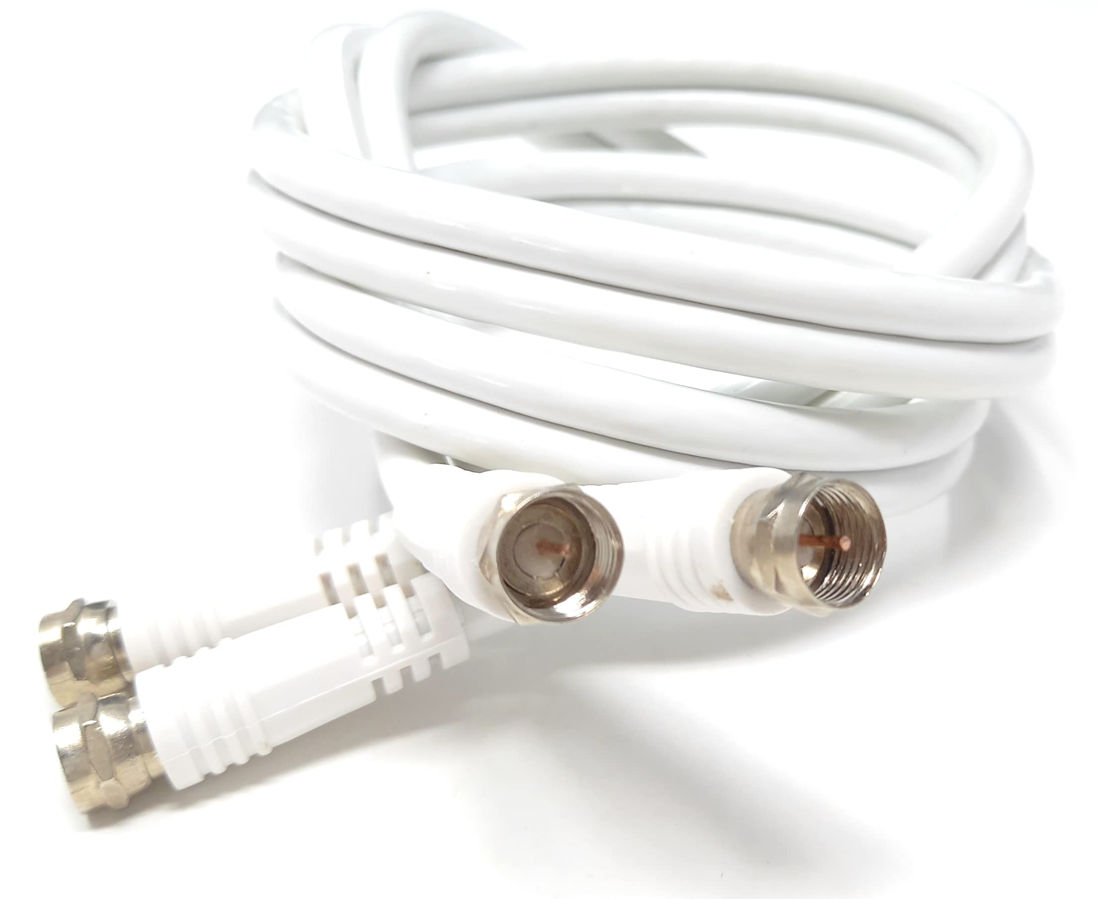 DRUT Twin Shotgun Satellite Moulded F-Type Plug to Socket RG6 Coaxial Extension Antenna Cable Lead With F-Type Couplers
