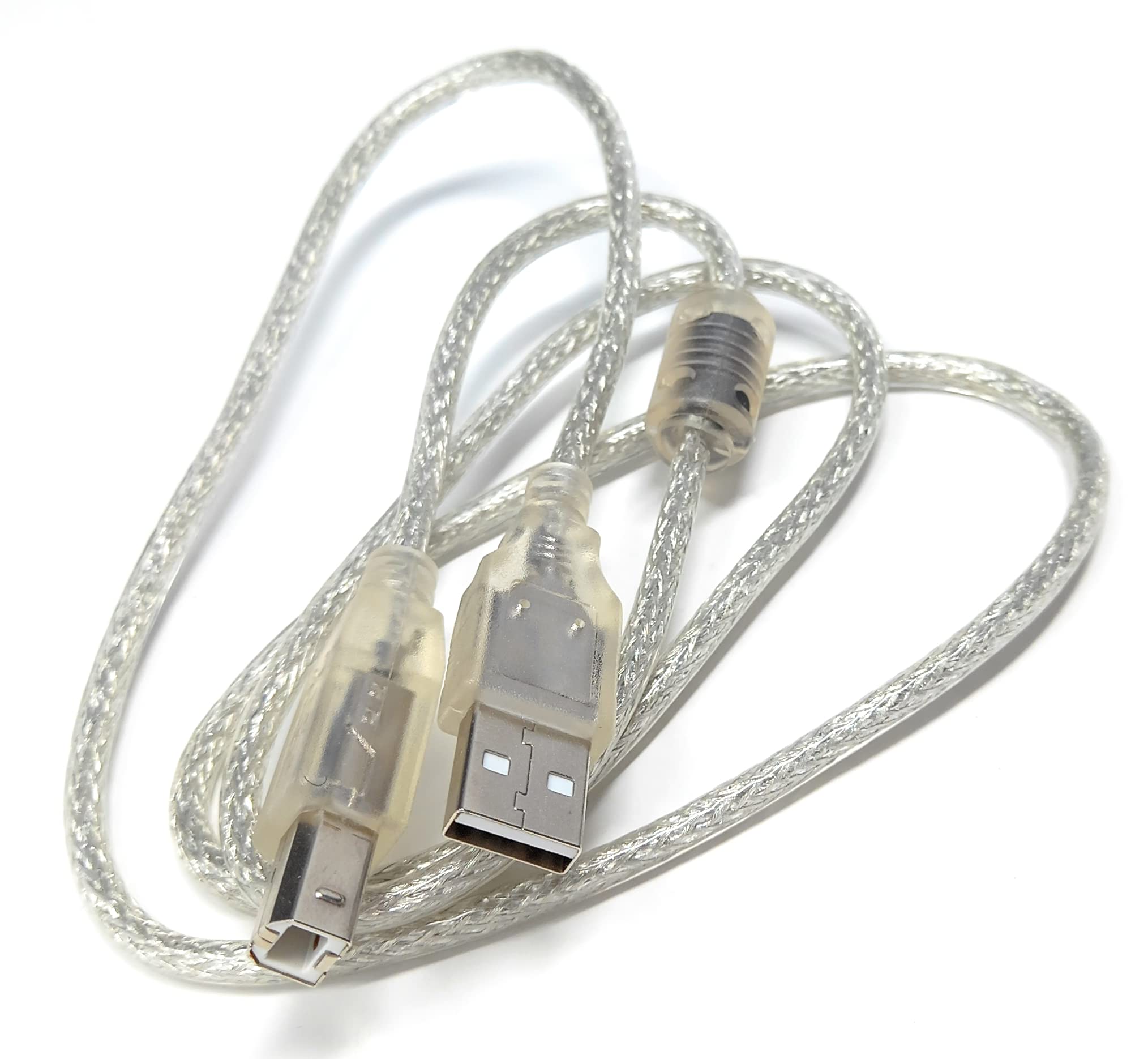 DRUT 1m USB A to B 2.0 24AWG High Speed Cable Lead for Printer, Scanner, Music Instrument 3.3ft Clear