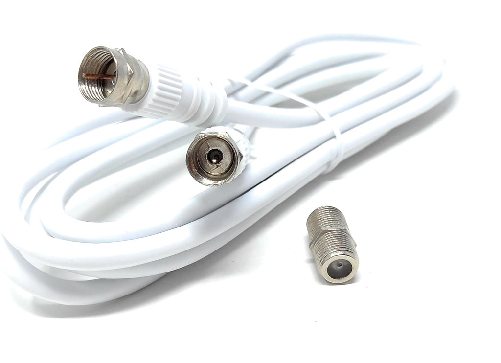 DRUT F-Type Connector TV RG6 Cable With (F-Type Female Coupler) Compatible With STB, Dish TV, Satellite, Antenna Coax Cable Lead