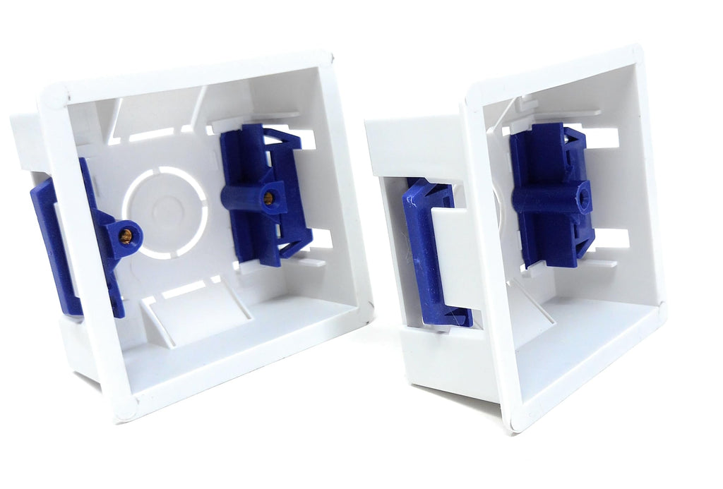 1 Gang Dry Lining Back Plasterboard Surface Pattress Box with Adjustable Lugs 35mm Deep, for Faceplate