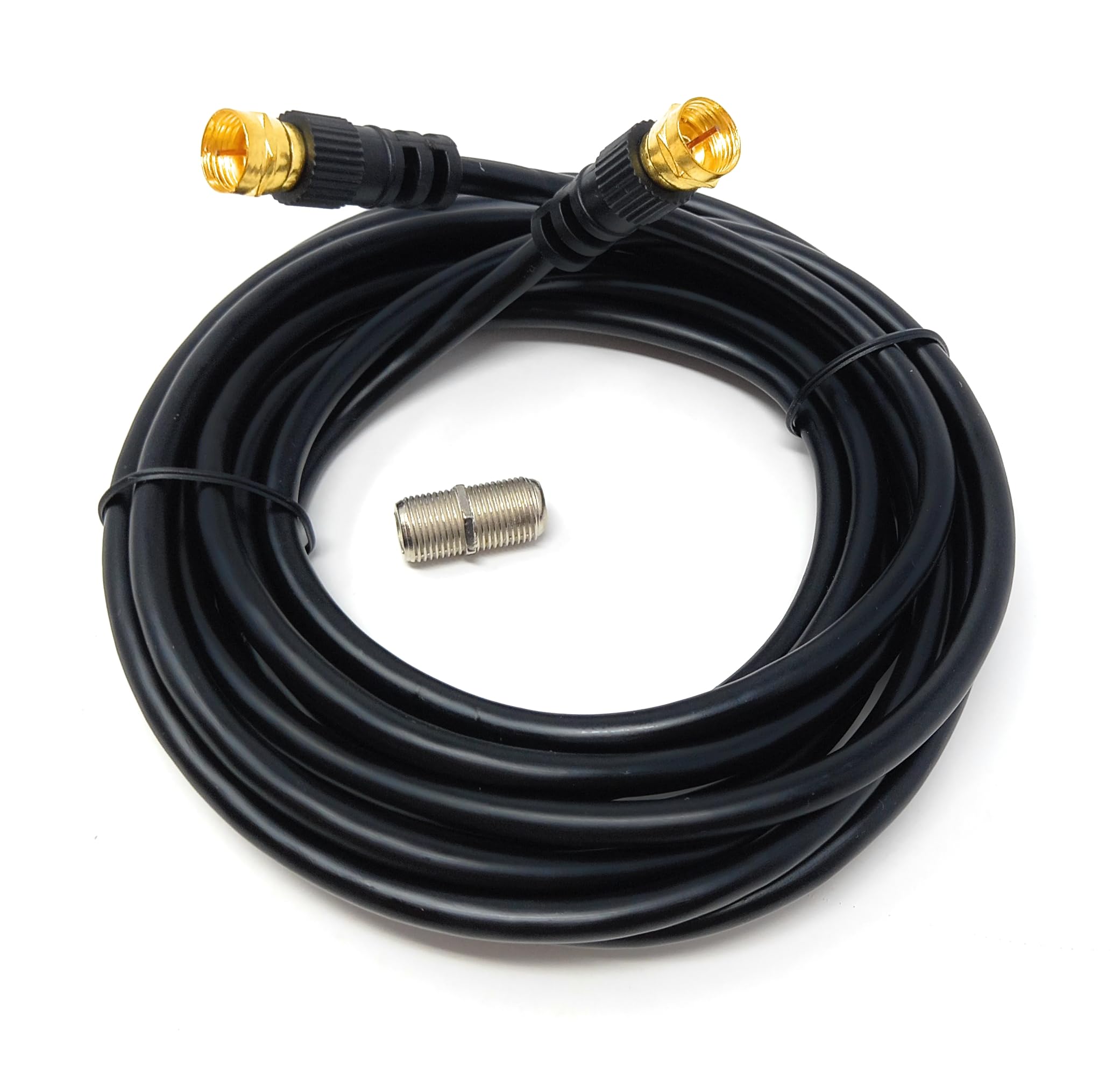 DRUT F-Type Connector TV RG6 Cable With (F-Type Female Coupler) Compatible With STB, Dish TV, Satellite, Antenna Coax Cable Lead