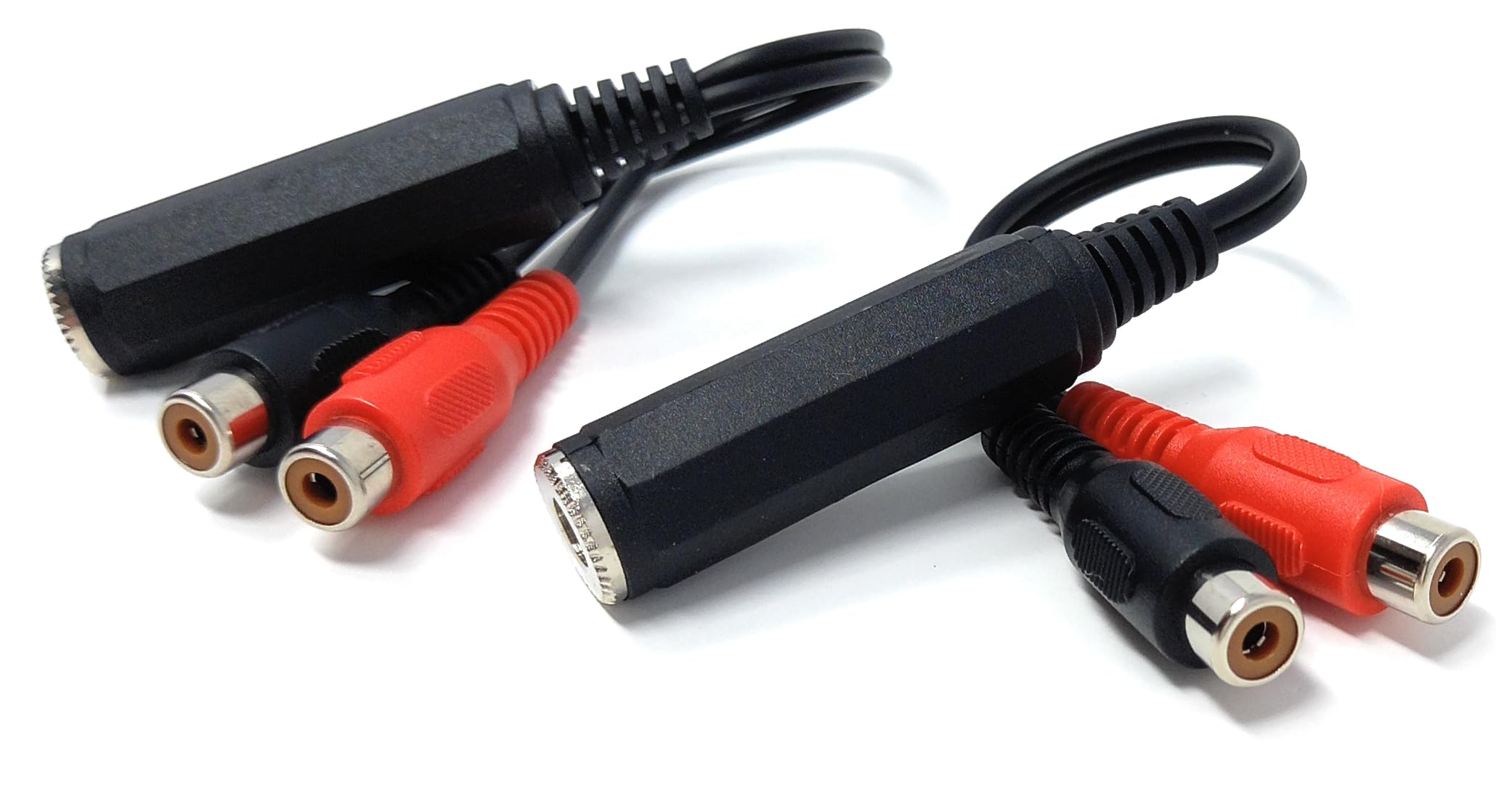 DRUT 15cm 6.35mm Mono Jack Socket to Twin RCA Phono Sockets Audio Cable Lead Adapter