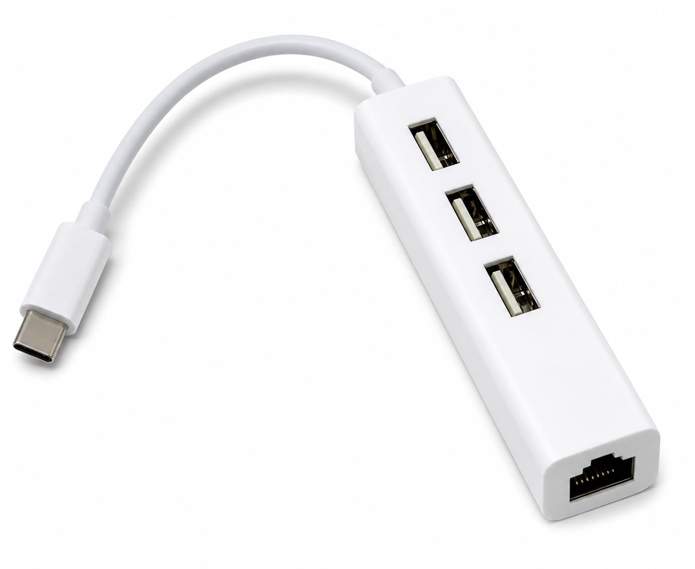 USB C Hub with 3 USB Ports and RJ45 Ethernet Adapter, Type-C to USB Splitter with LAN Port, High Speed Data Hub for Laptop, PC, Tablet & USB-C Devices 13cm