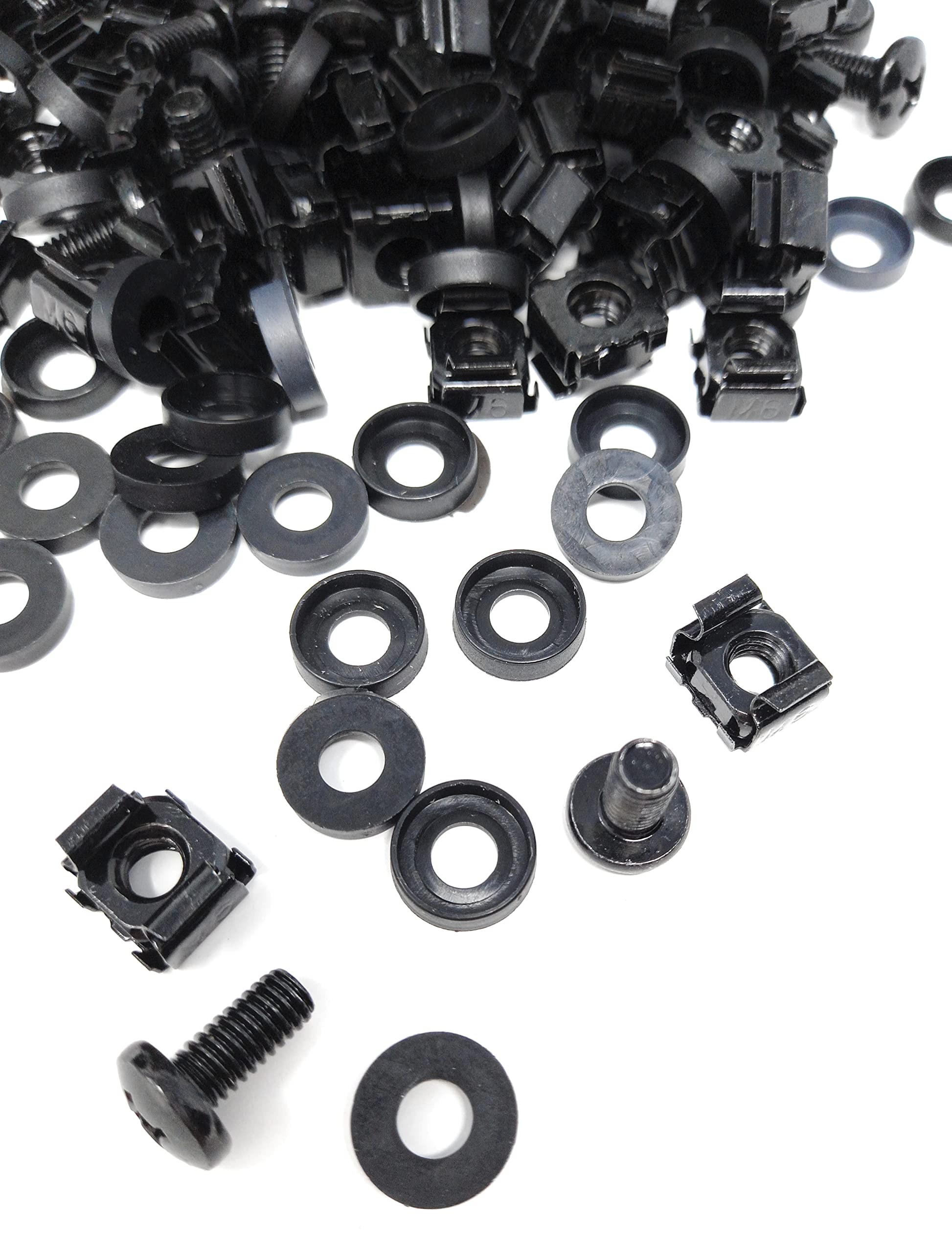 50pcs. M6 Rack Fixing Set, Captive Cage Nuts Bolts Screws & Washers for Data Cabinets, Music Instruments. AMP, Equalisers, CD Player etc.
