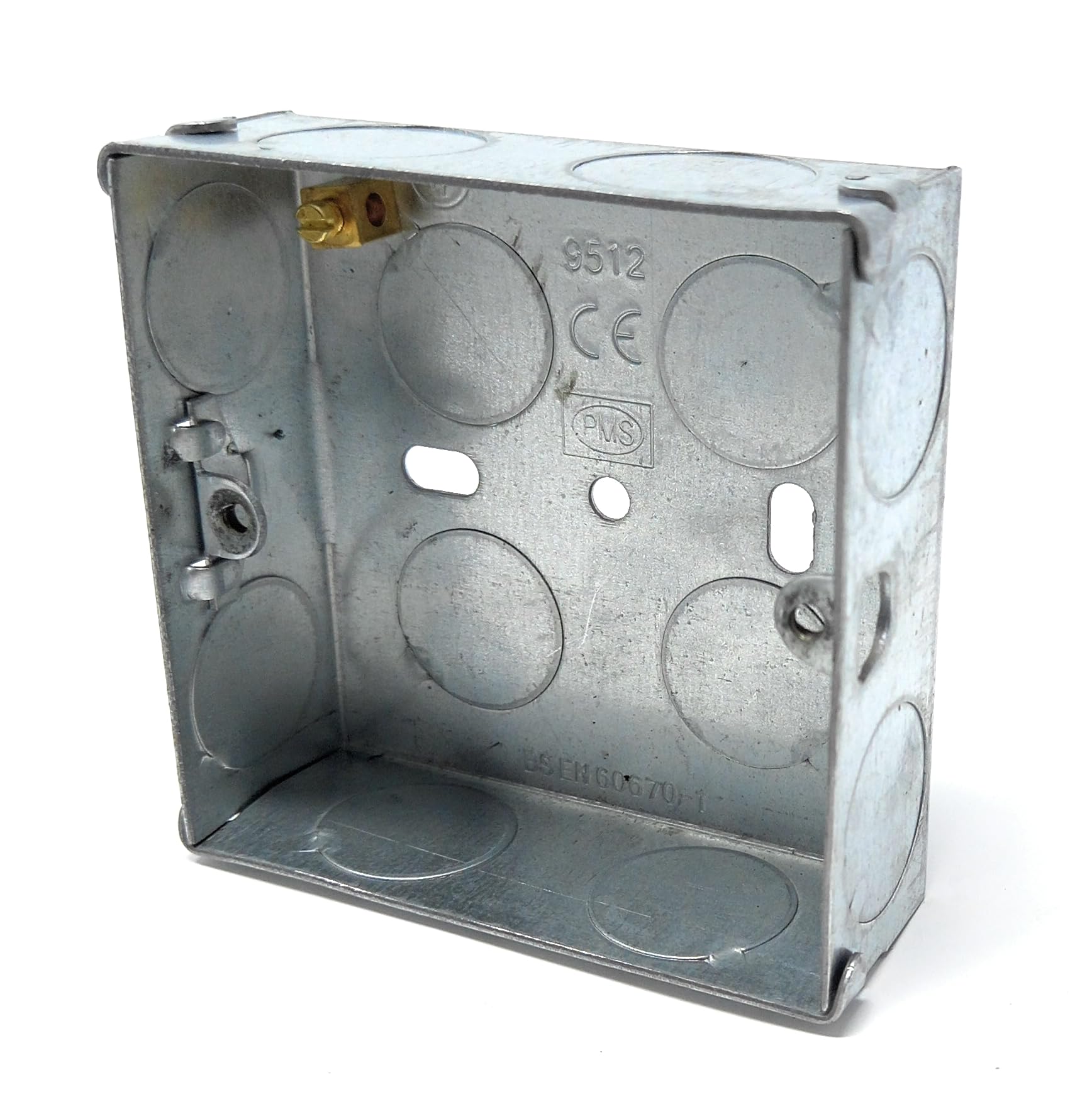 1 Gang Metal Surface Mount Back Box Pattress Box (25mm Deep) Fitted With Earth Terminals