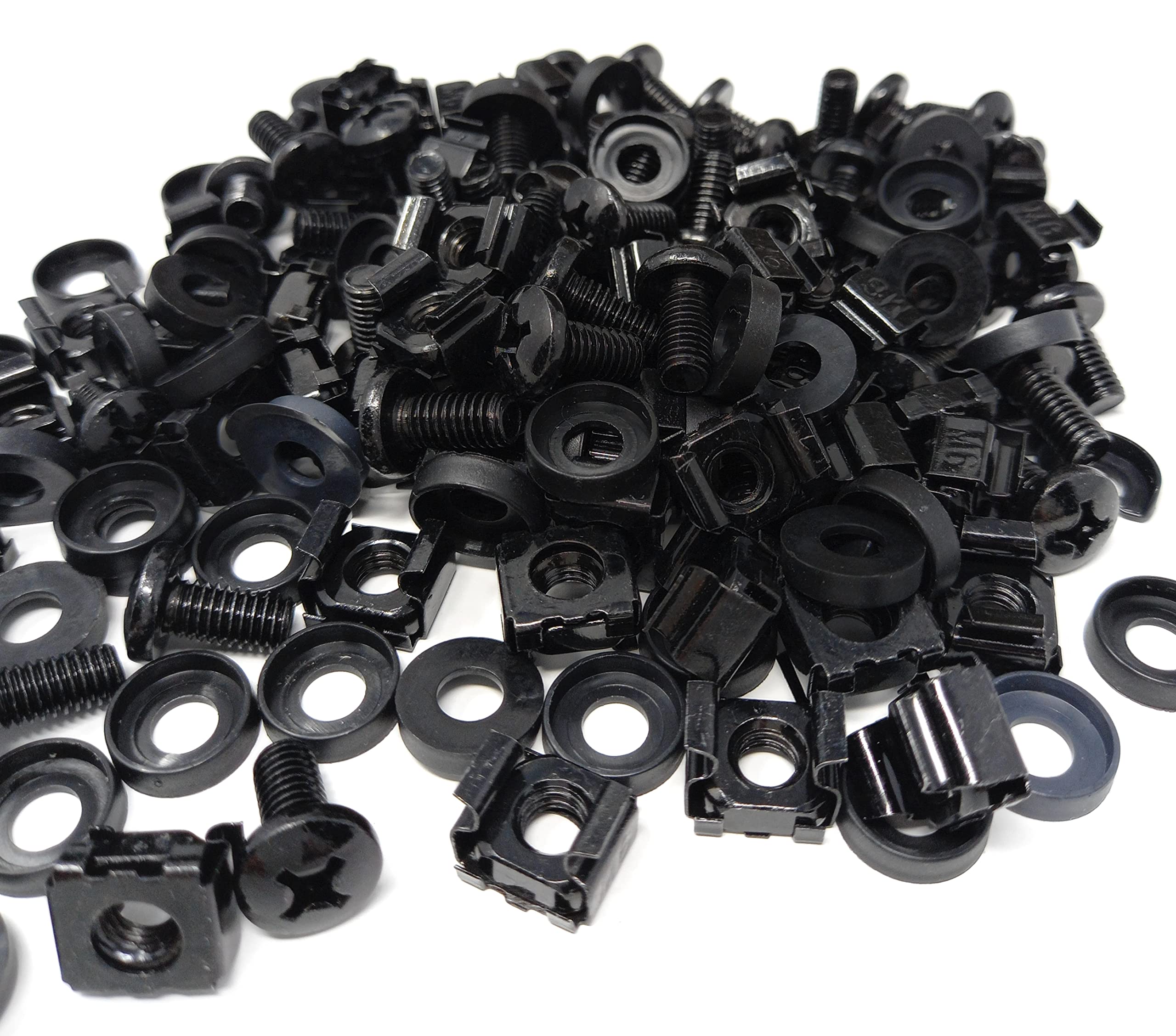 50pcs. M6 Rack Fixing Set, Captive Cage Nuts Bolts Screws & Washers for Data Cabinets, Music Instruments. AMP, Equalisers, CD Player etc.