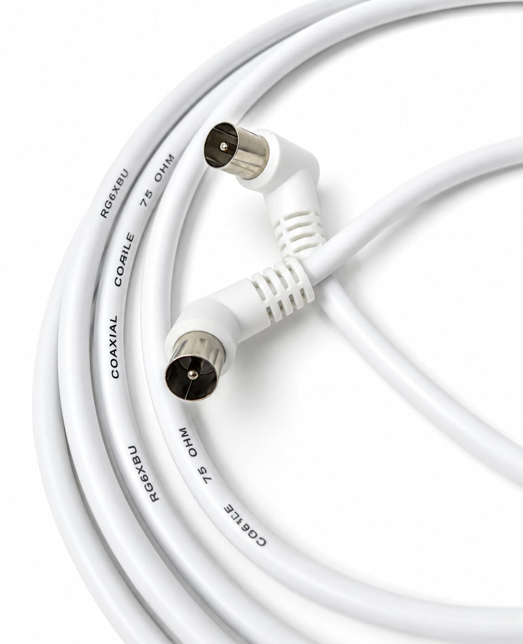 DRUT TV RF Right Angle 90' Male Plug to Male Plug Coaxial TV Freeview Cable Lead 75 Ohm