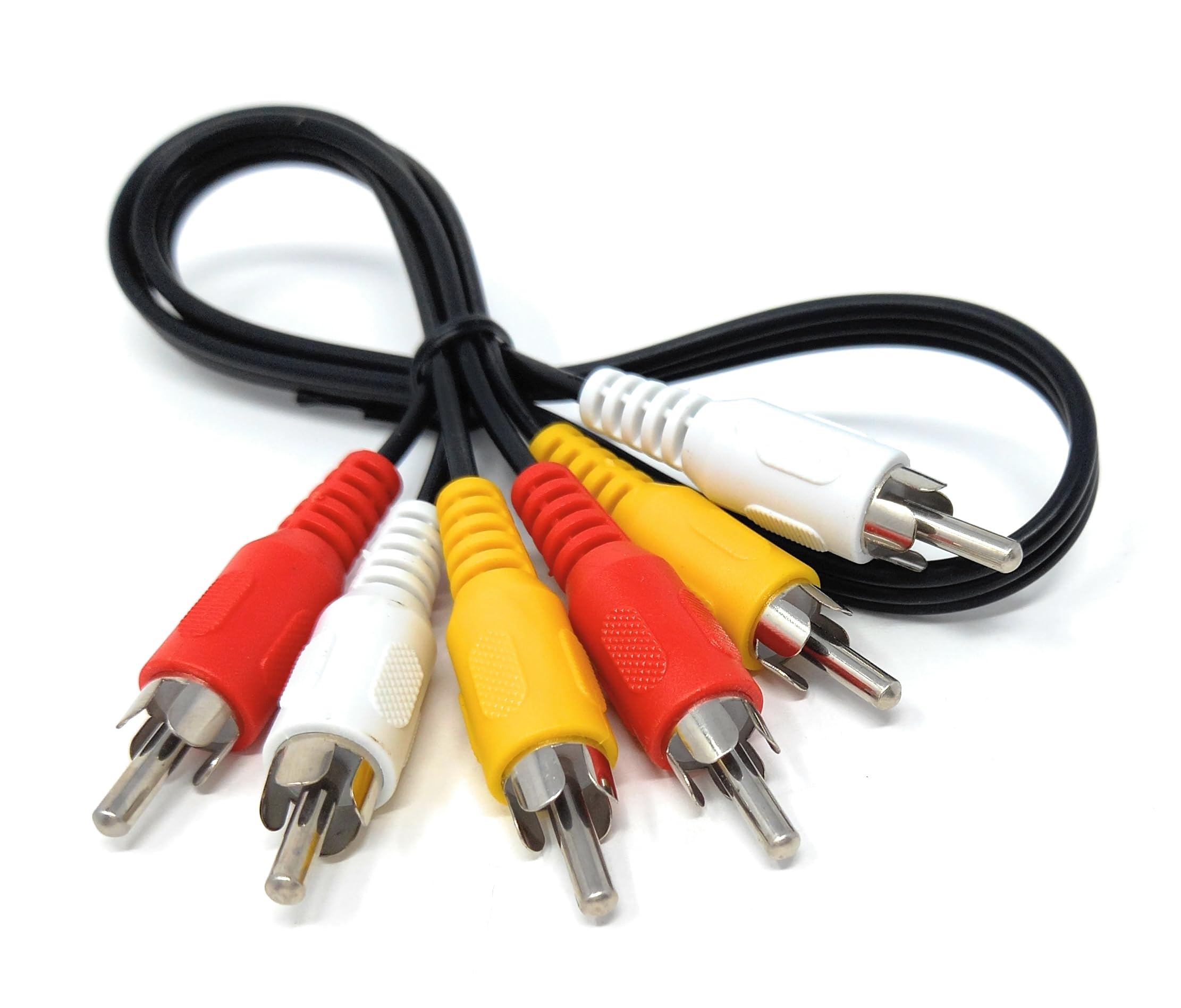 DRUT Triple 3 x RCA to RCA Phono Plugs to Plugs Composite, Audio Video Male to Male Cable Lead Nickel Contacts