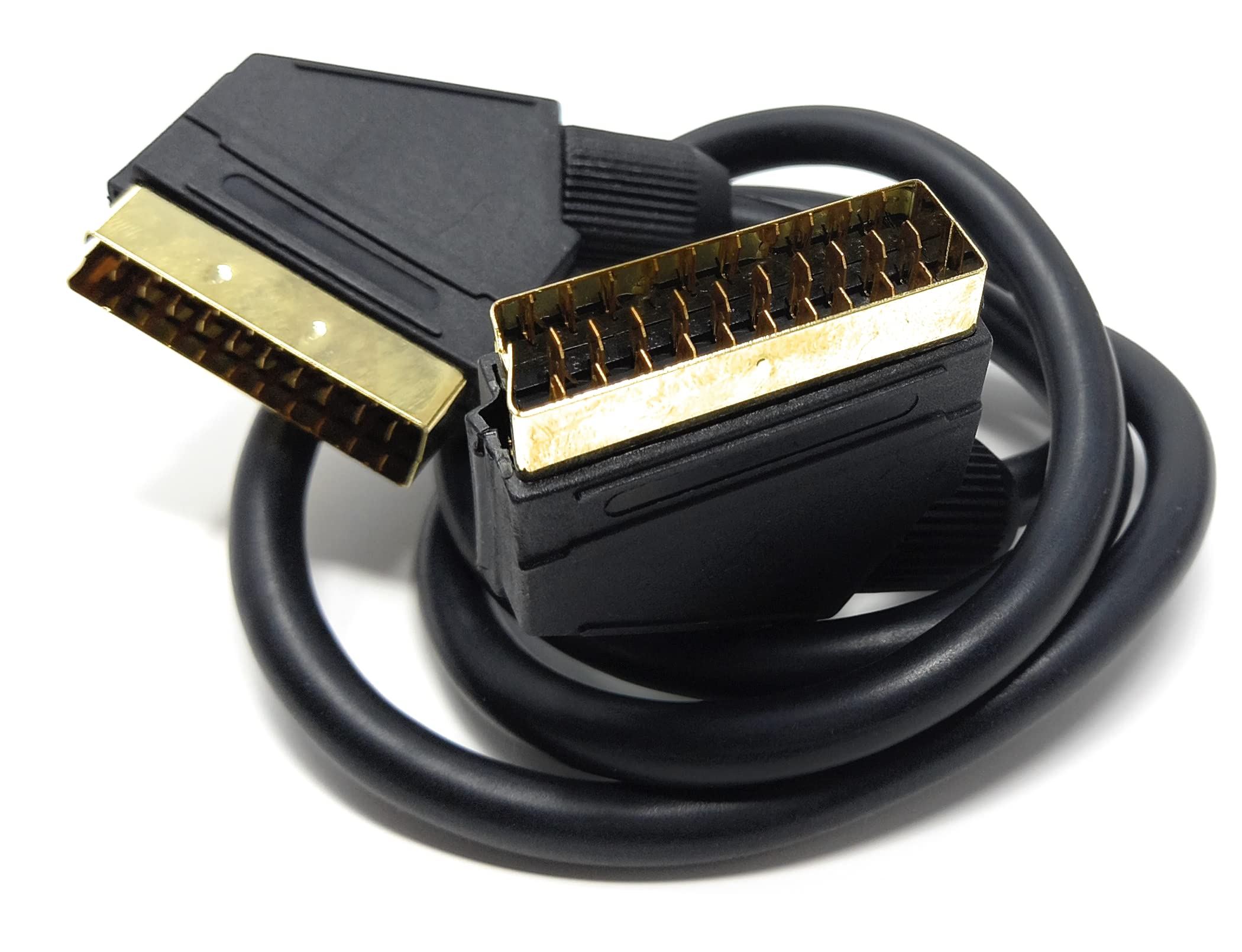 DRUT Scart to Scart Cable Lead, 21 Pin Male to Male (Plug to Plug) RGB Cord for TV, VCR, DVD Player Gold Plated