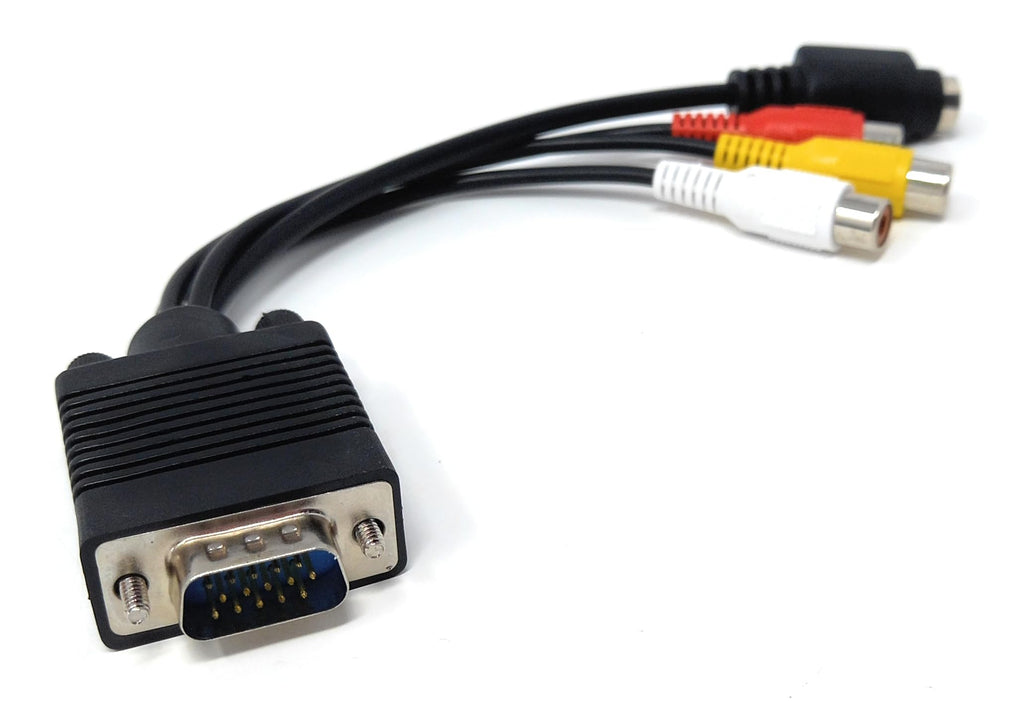 DRUT VGA to Triple RCA Female and S-Video Cable Adapter Converter for TV, PC, Computer, Video, AV Projector