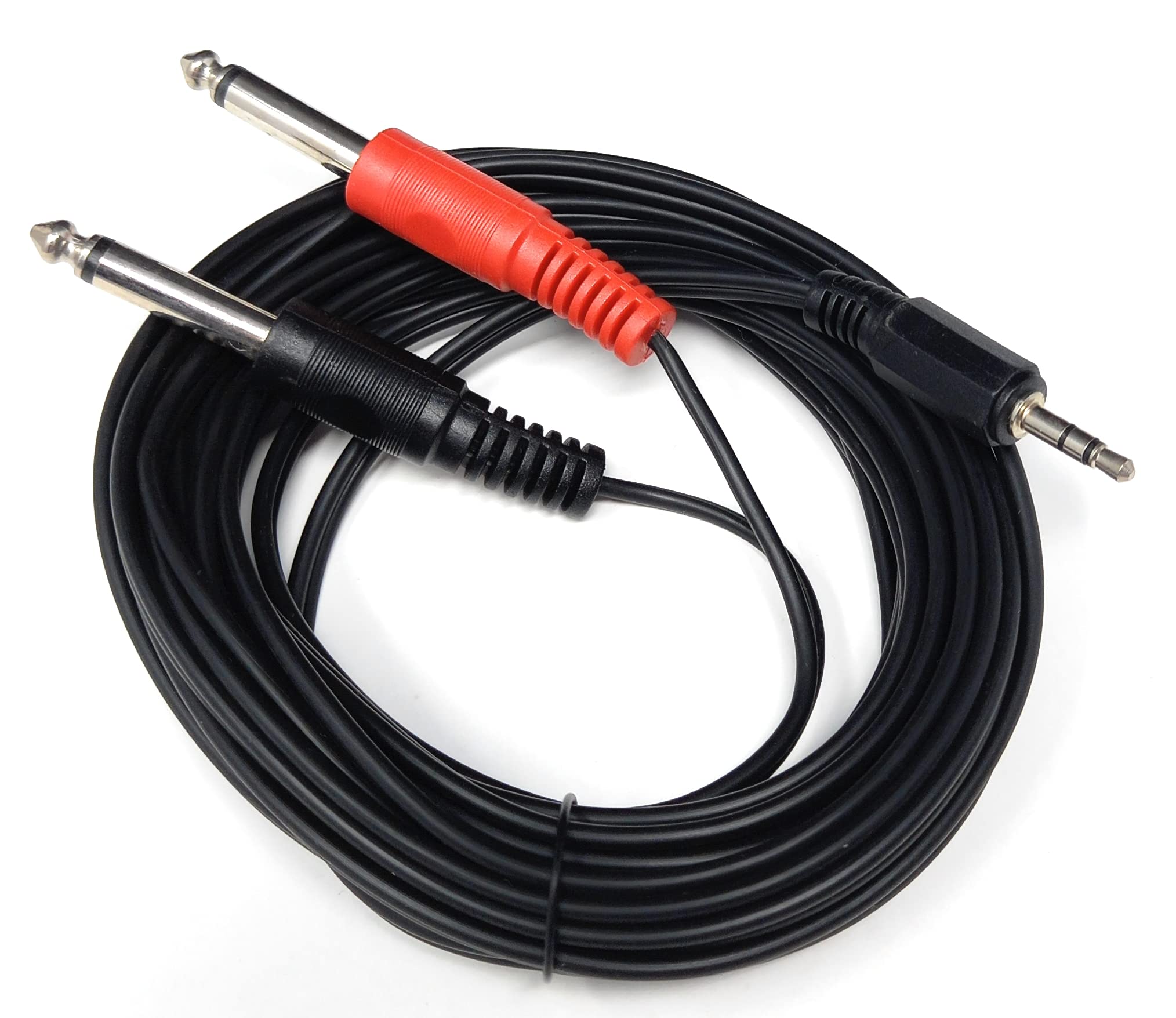 DRUT Stereo 3.5mm Jack to 2 x 6.35mm Mono Jacks, Y Cable Lead create description