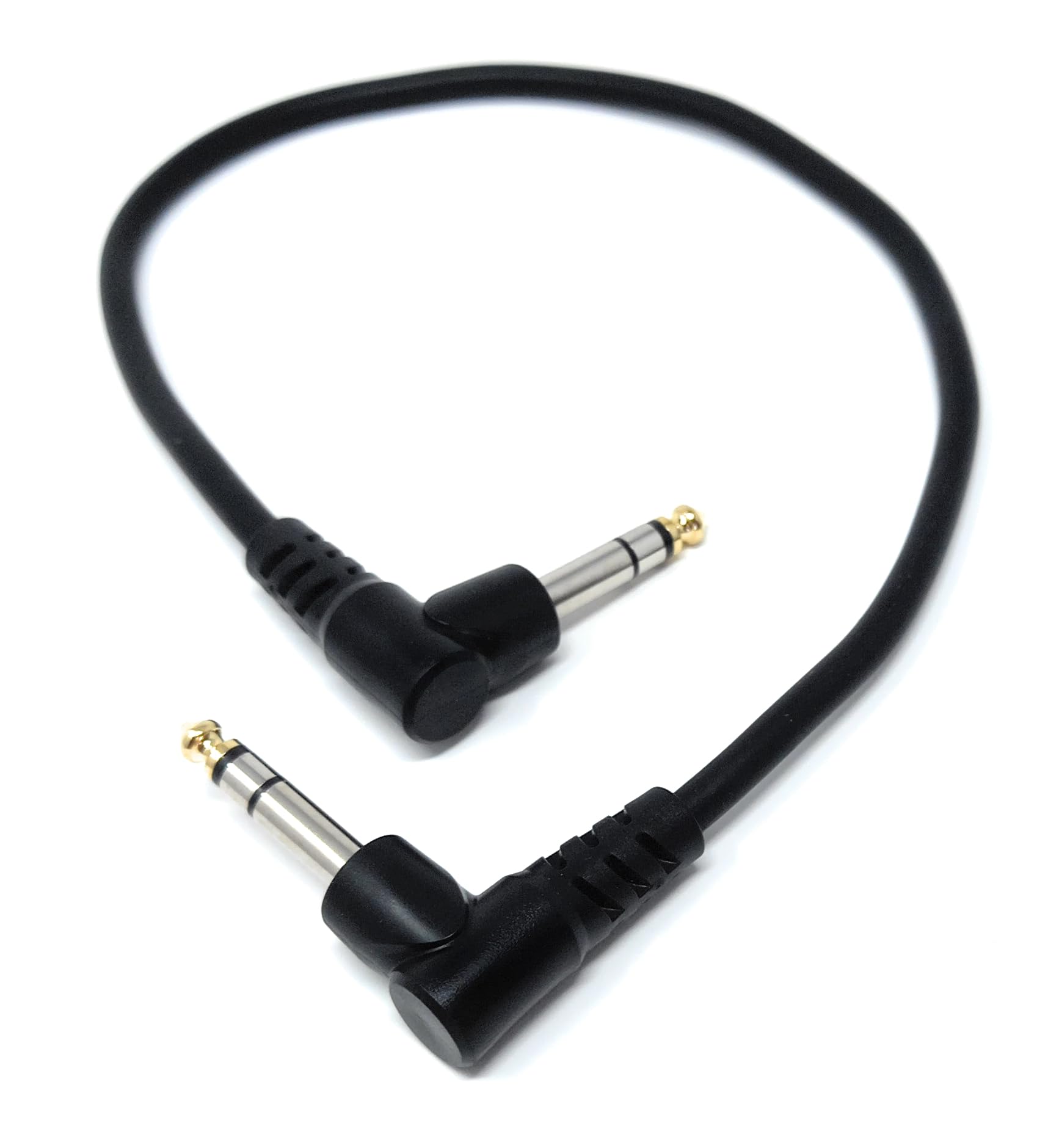 6.35mm 1/4" TRS Stereo Jack to Jack Plug, Dual Right Angle Patch Cable Lead for Headphones Amplifiers, Music Instruments, Live Events, DJ